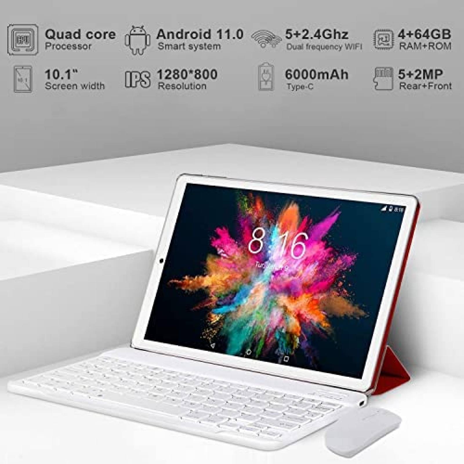 Tablet DUODUOGO 10'' OctaCore 4GB RAM 64GB+128GB -Rojo