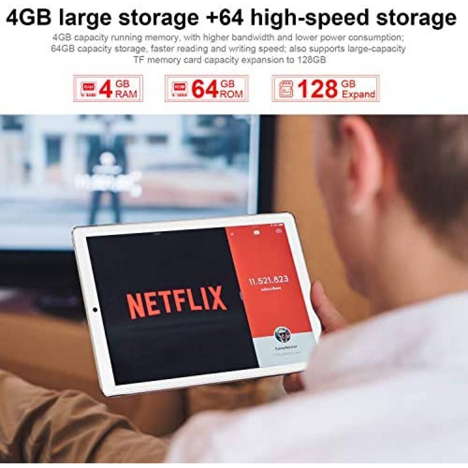 Tablet DUODUOGO 10'' OctaCore 4GB RAM 64GB+128GB -Rojo