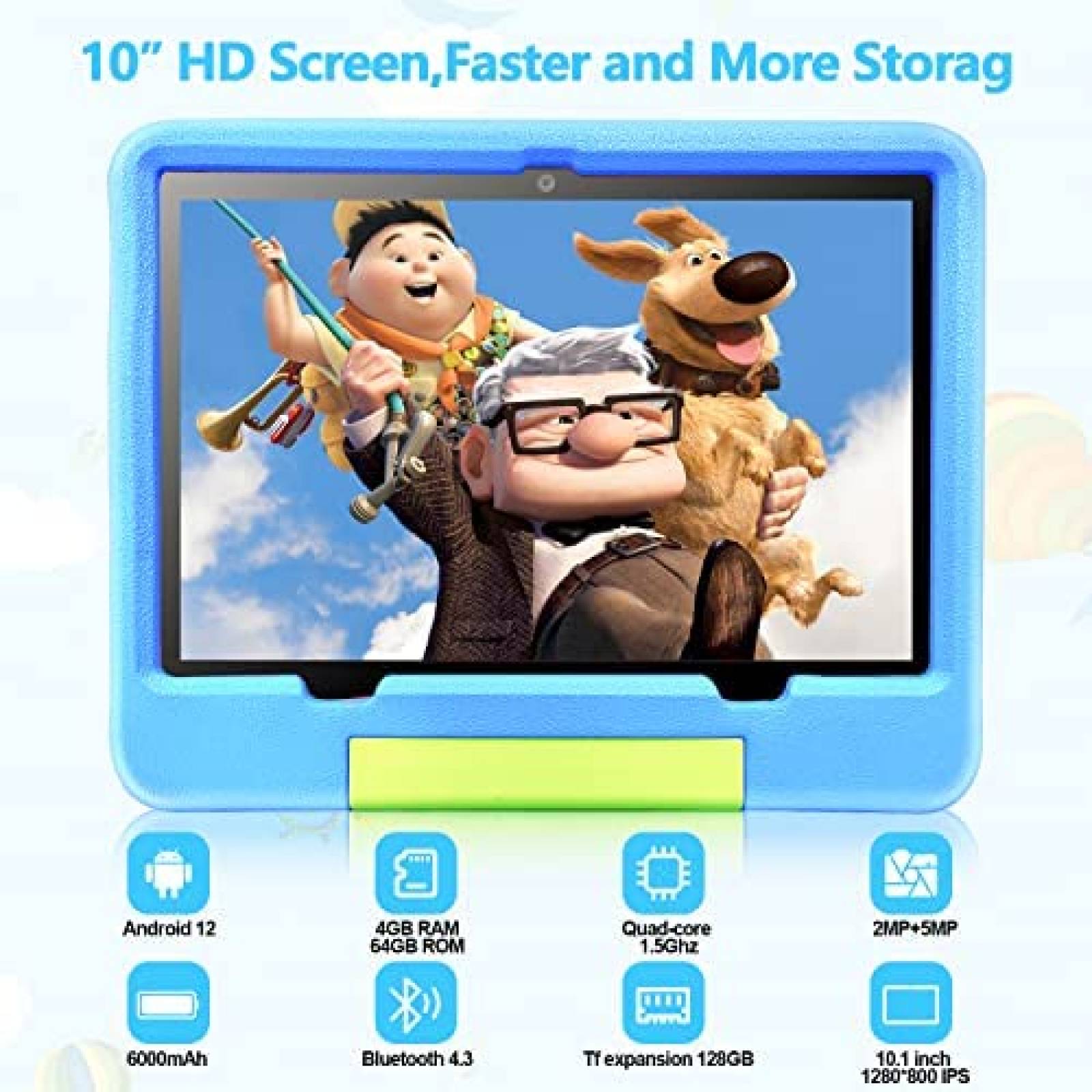 Tablet para Niños DUODUOGO 10'' Control Parental 64+4GB Azul