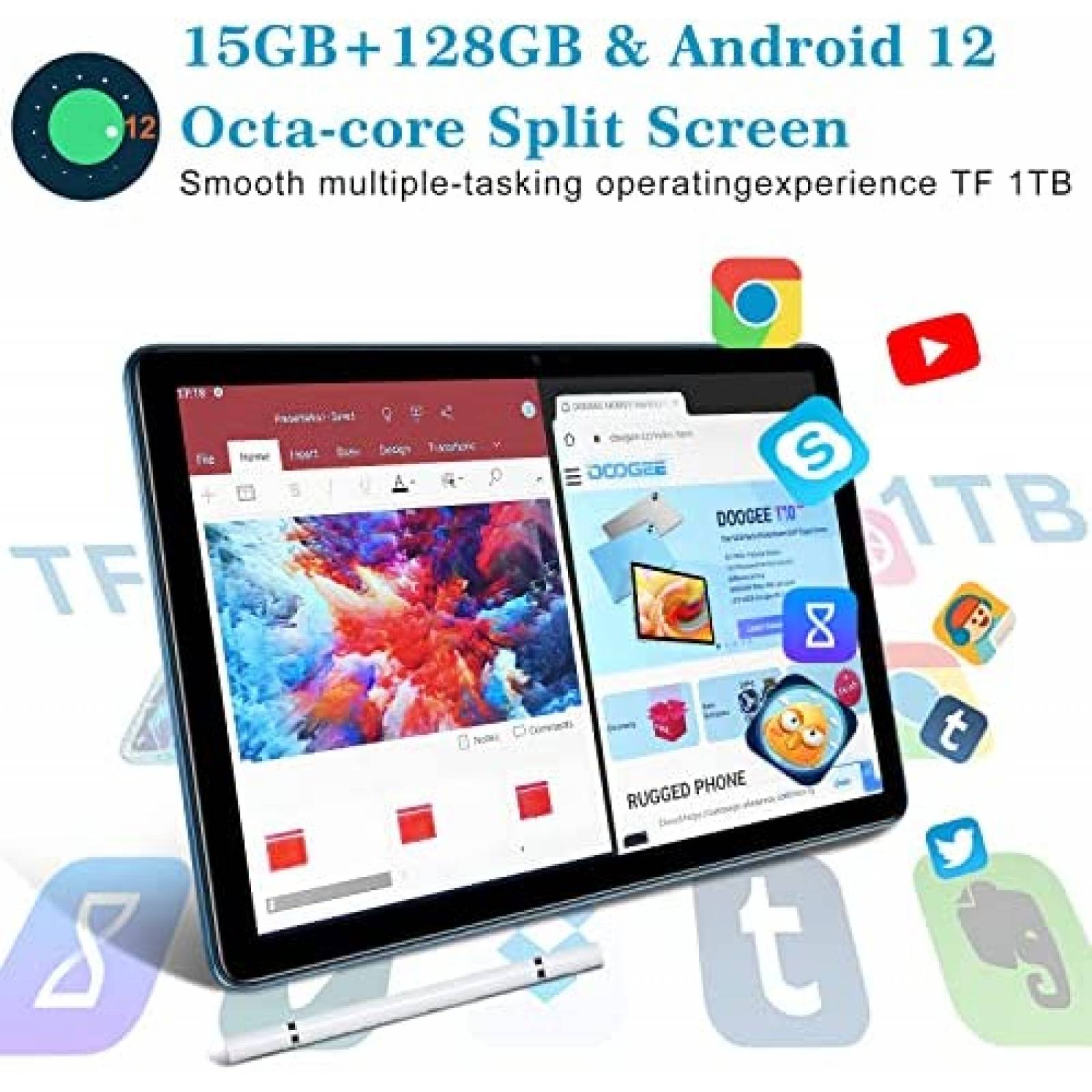 Tablet Gaming DOOGEE T10 10.1'' 15GB + 128GB Dual Sim -Azul