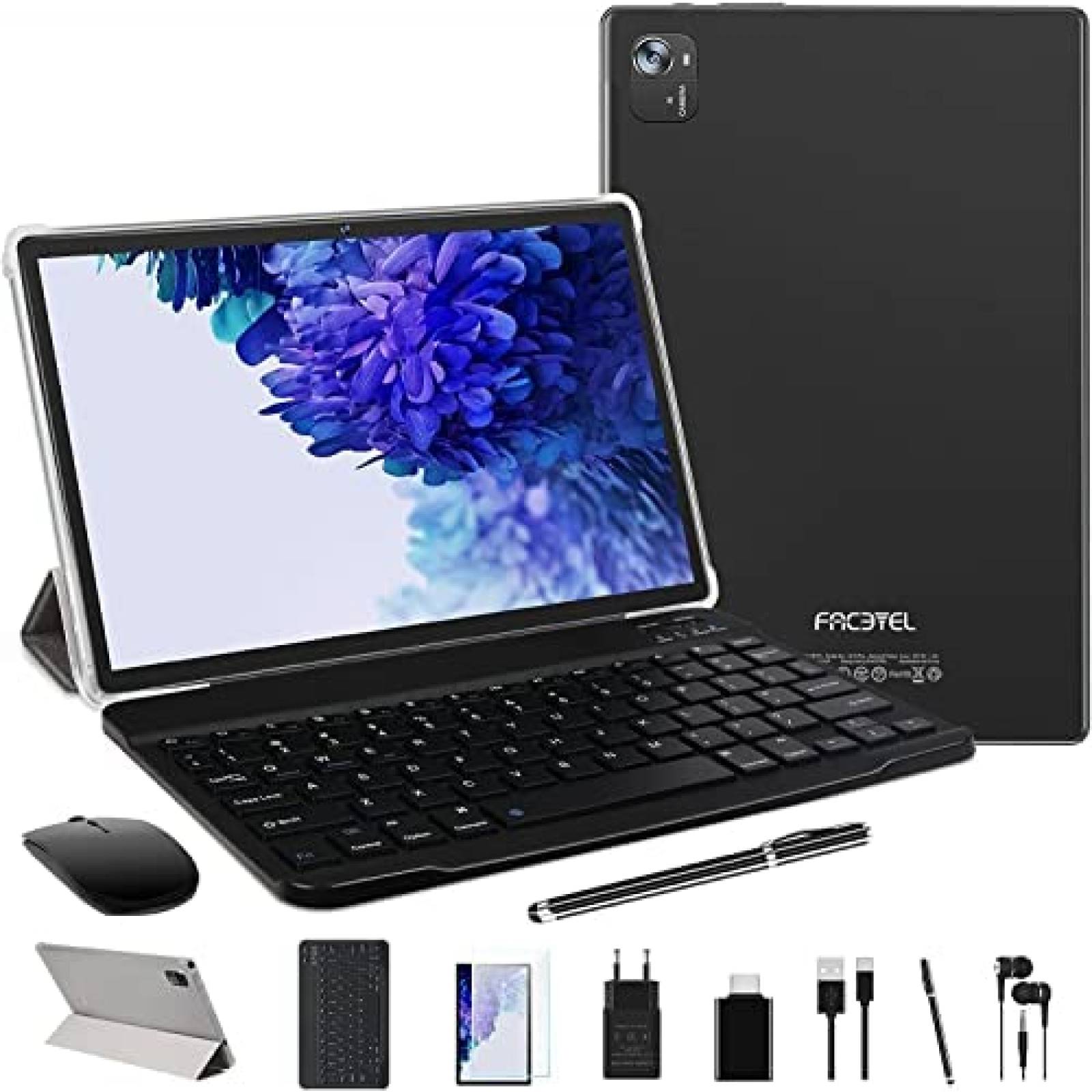 Tablet FACETEL 10.1'' 4GB RAM 128GB 8000mAh Teclado + Mouse