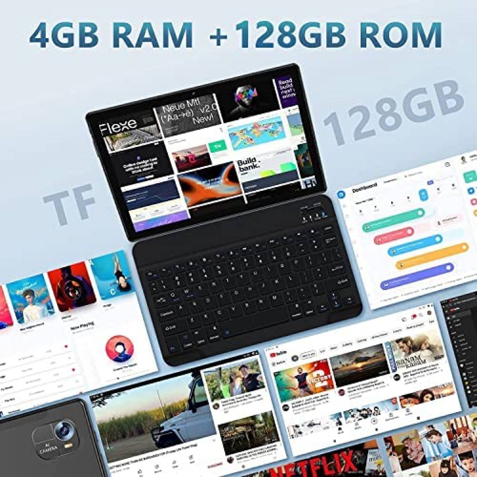 Tablet FACETEL 10.1'' 4GB RAM 128GB 8000mAh Teclado + Mouse