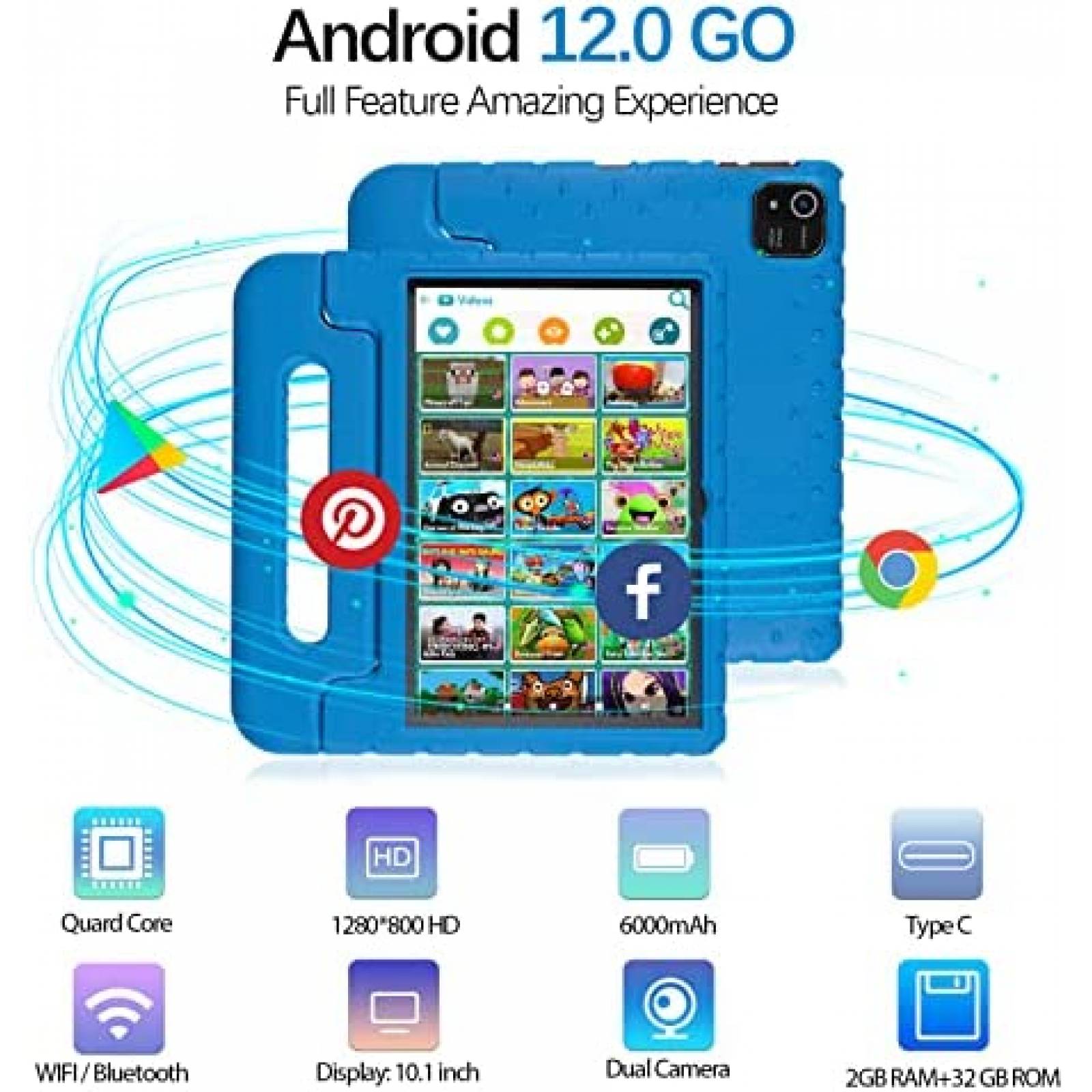 Tablet Niños ITDULCET 10'' 2GB RAM 32GB 4 Core 6000mAh -Azul