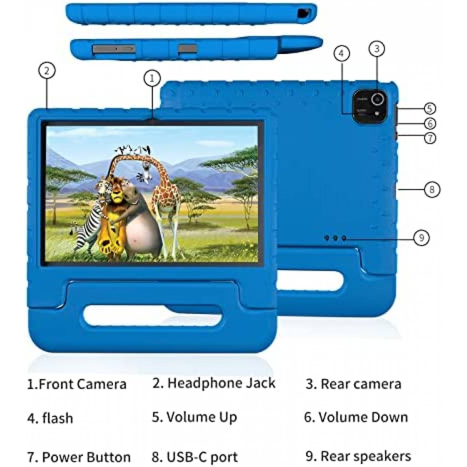 Tablet Niños ITDULCET 10'' 2GB RAM 32GB 4 Core 6000mAh -Azul