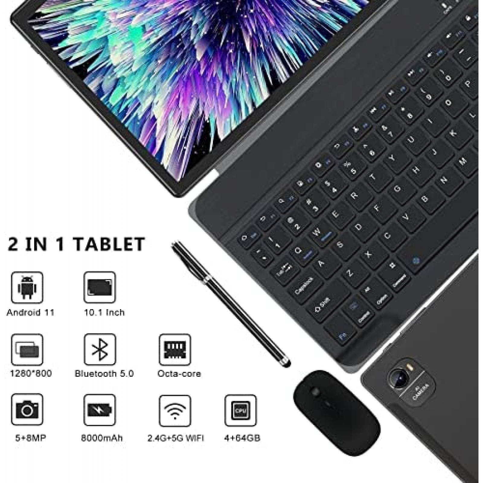 Tablet Oangcc 10.1'' 4GB RAM 64GB 8000mAh Teclado + Mouse