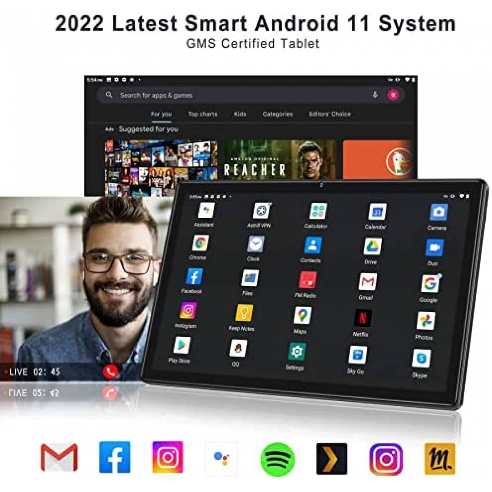 Tablet Oangcc 10.1'' 4GB RAM 64GB 8000mAh Teclado + Mouse