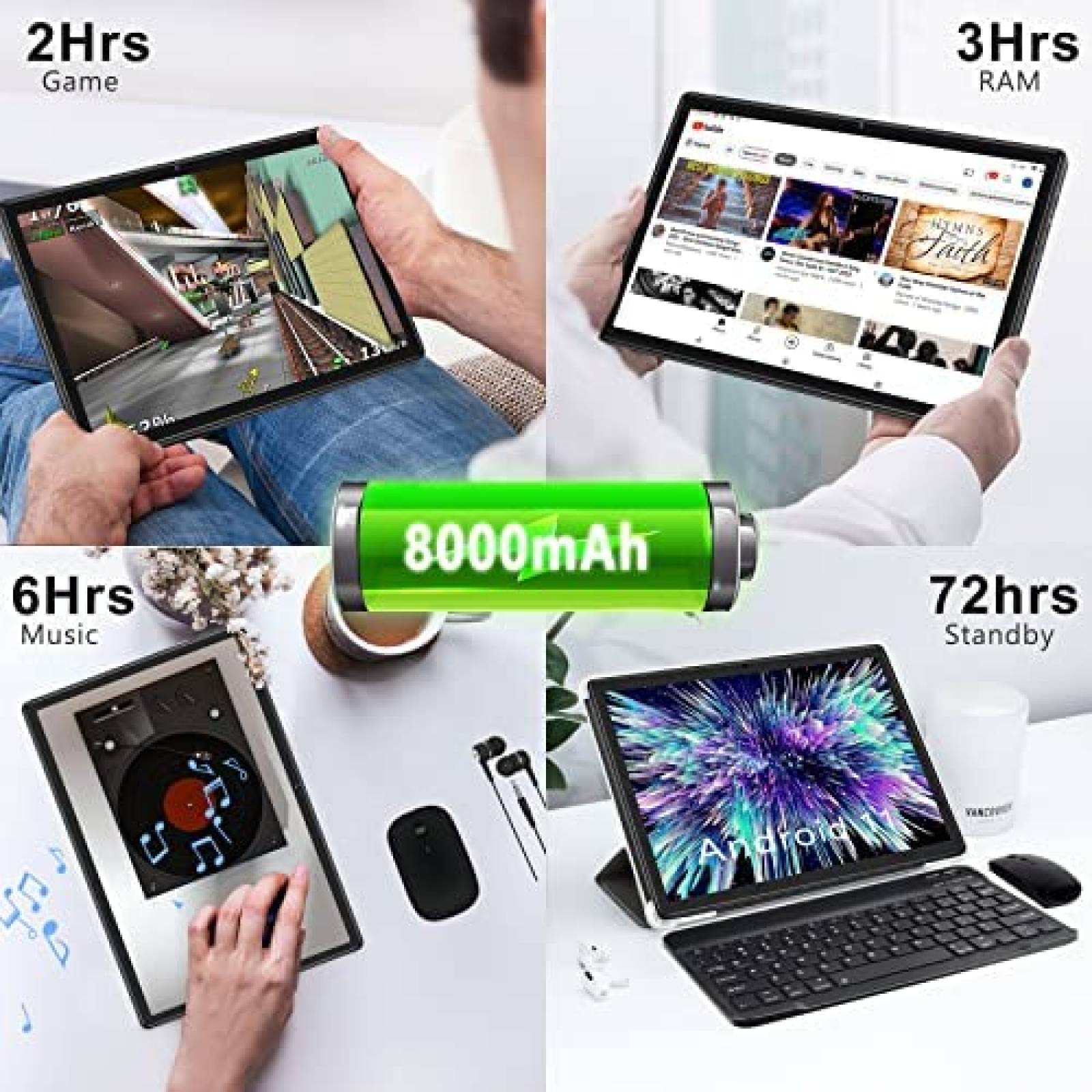 Tablet Oangcc 10.1'' 4GB RAM 64GB 8000mAh Teclado + Mouse