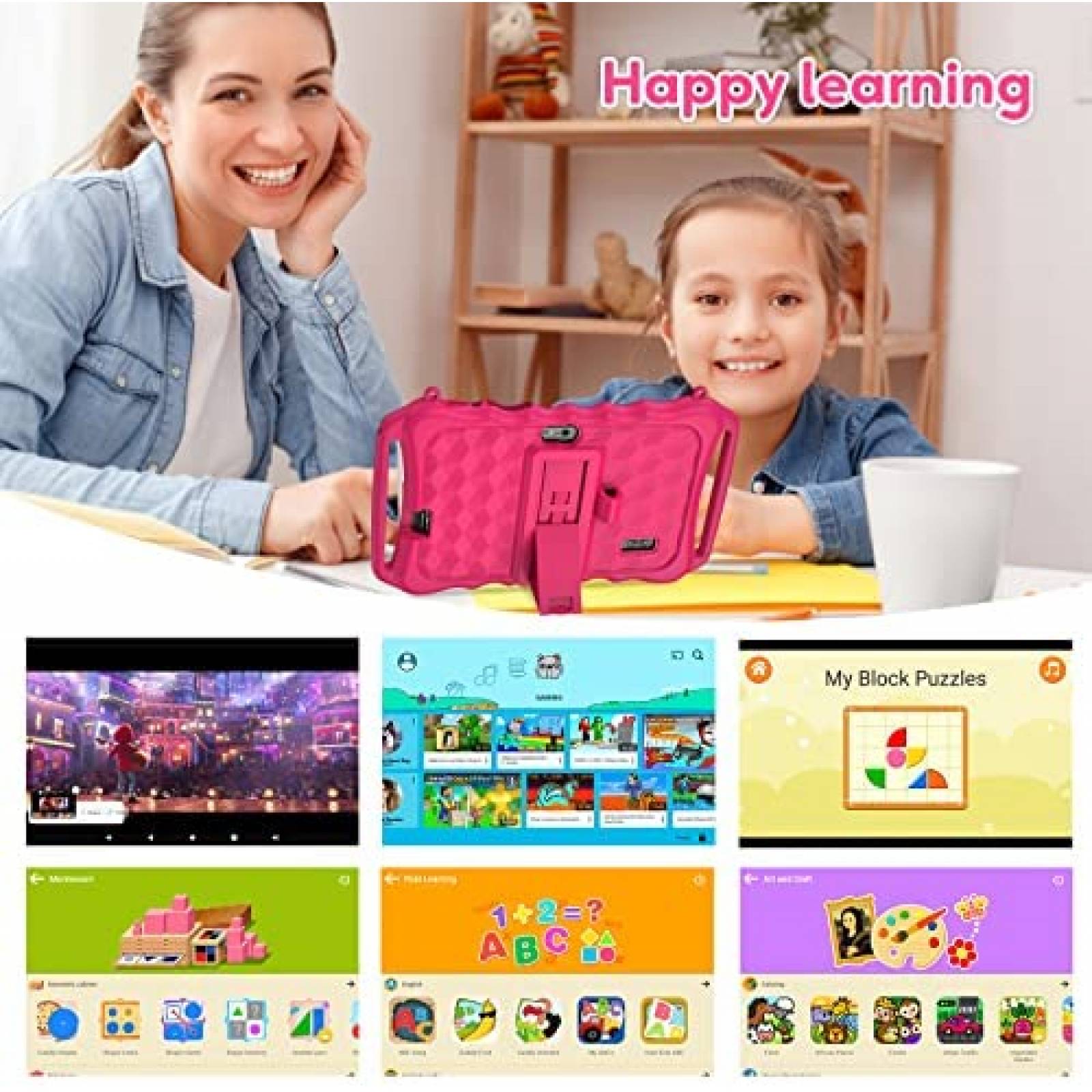 Tablet para Niños Xgody 7'' 3GB RAM 32GB Resistente -Rosa