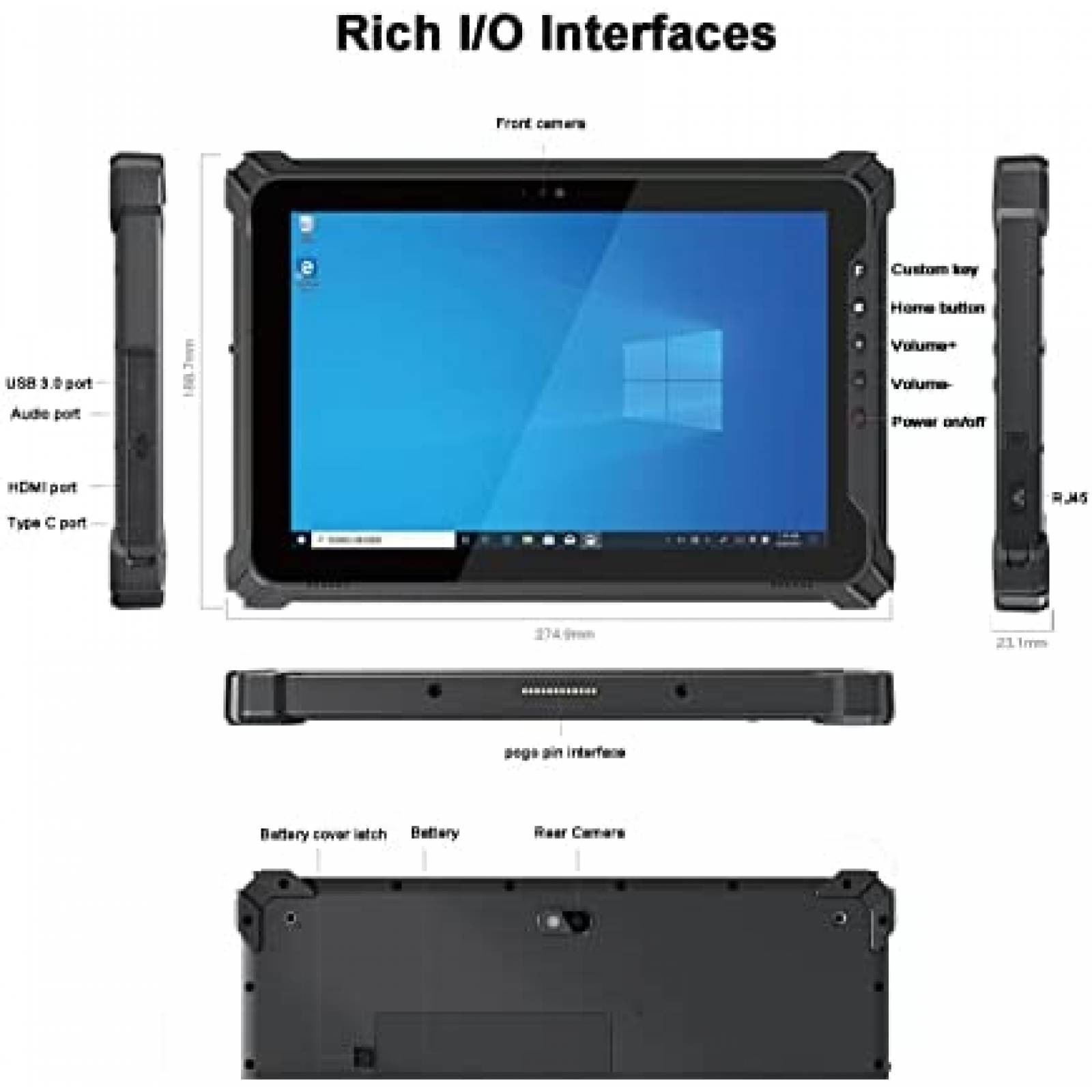 Tablet Vanquisher 10'' 8GB RAM + 128GB ROM 4G Grado Militar