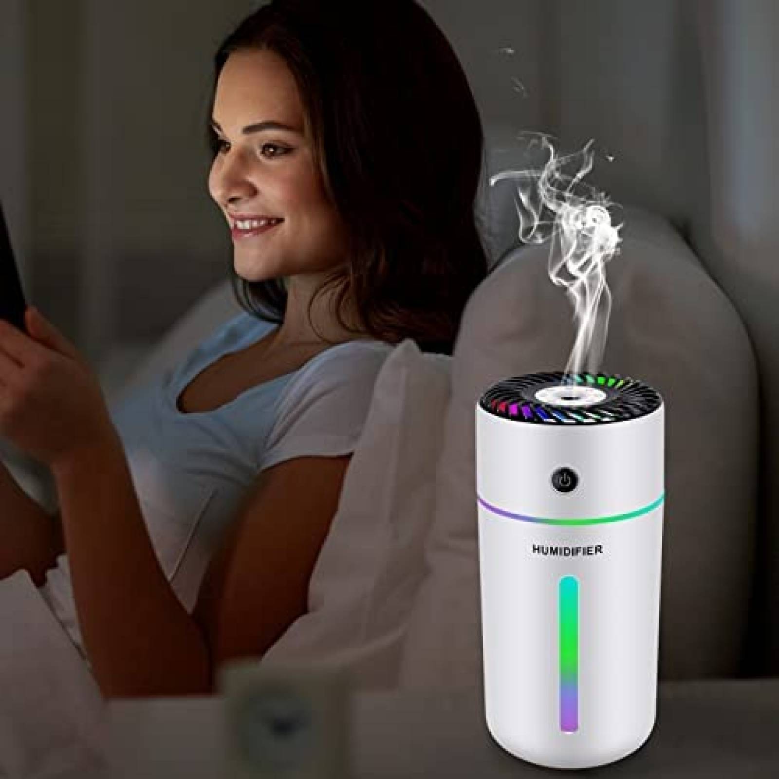 Humidificador Kivors 300ml Portatil Luz de Noche Bateria 8H