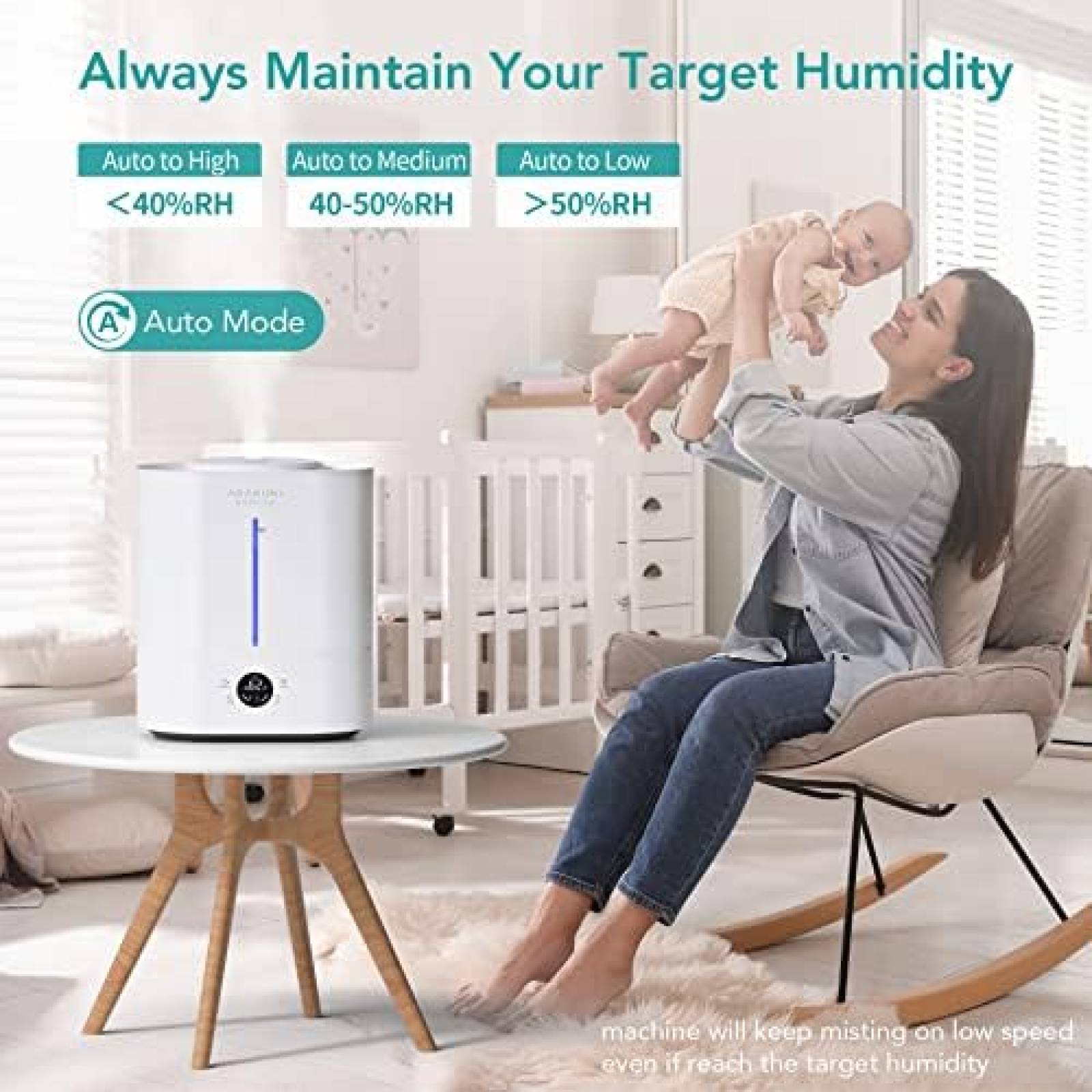Humidificador ASAKUKI para Habitacion Grande 4L -Blanco