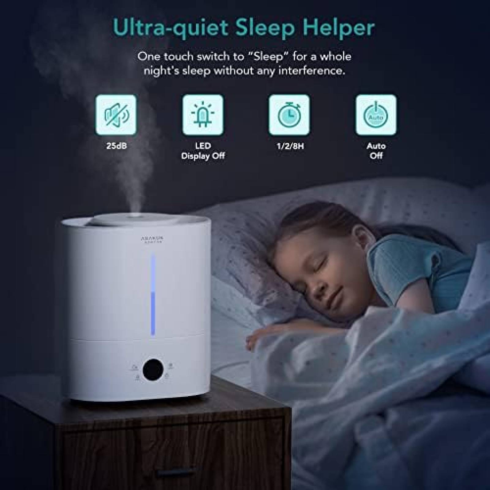 Humidificador ASAKUKI para Habitacion Grande 4L -Blanco