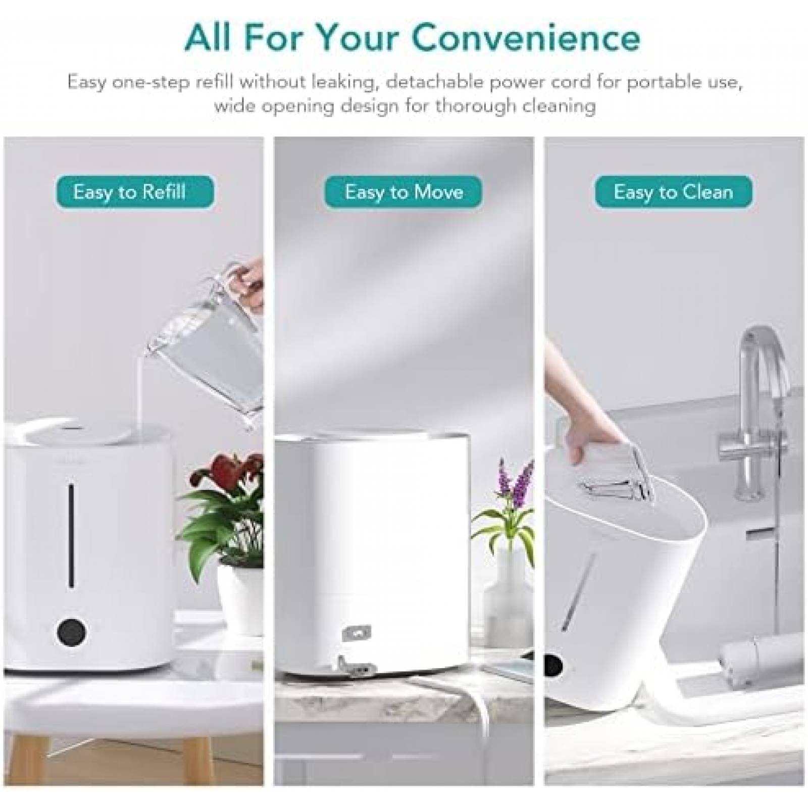 Humidificador ASAKUKI para Habitacion Grande 4L -Blanco