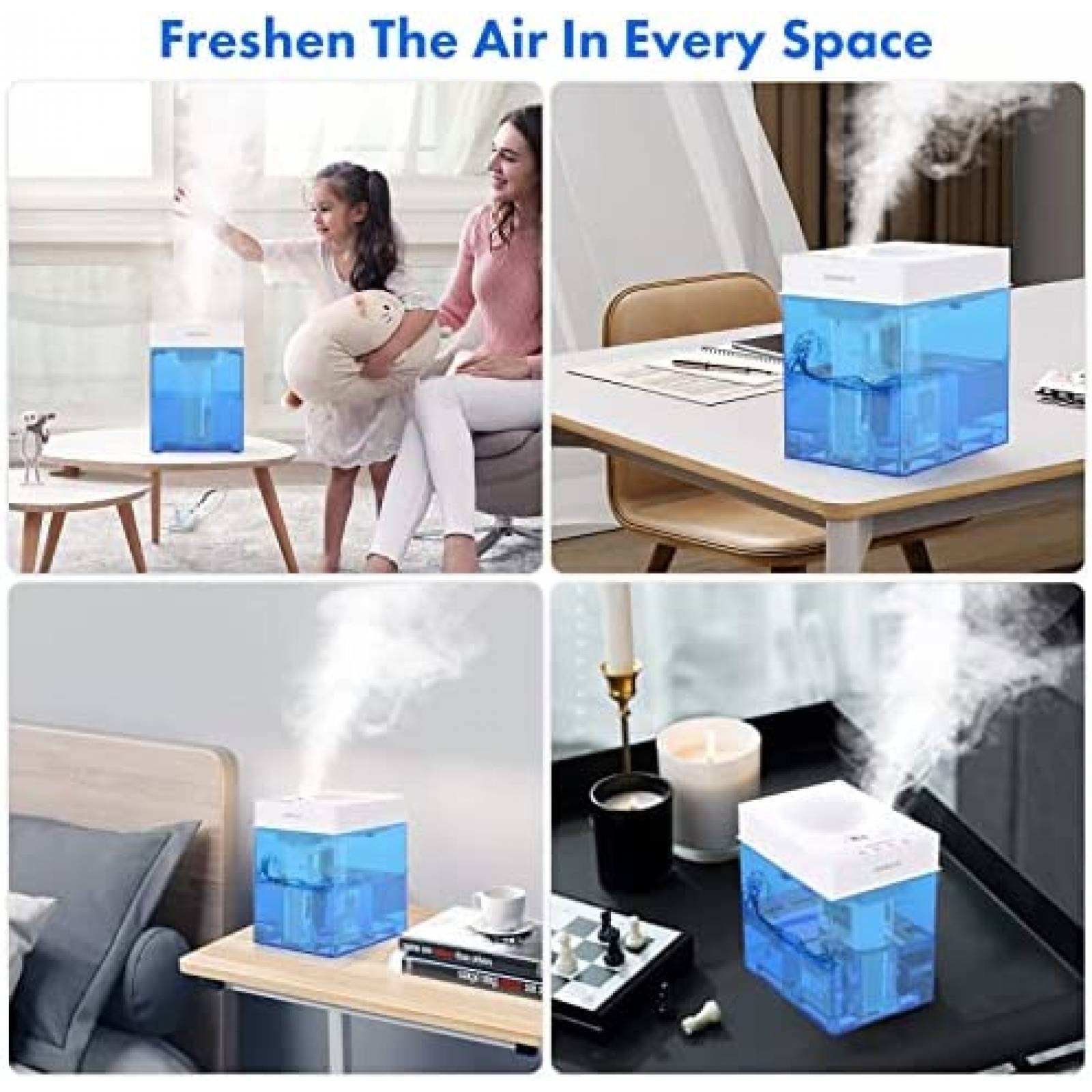 Humidificadores Insenvo Cap. Max. 3L 28dB con 3 Modos -Azul