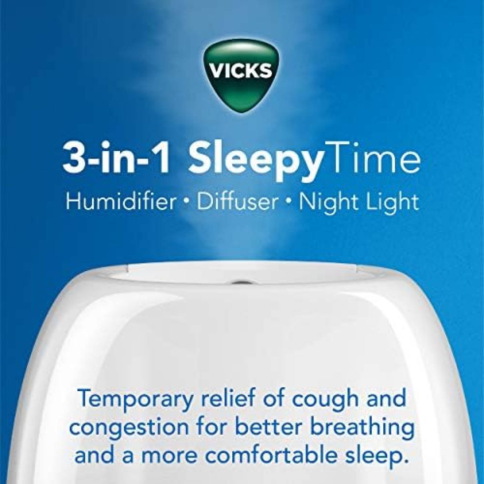 Humidificador Vicks VUL500 Con Difusor Luz Nocturna -Blanco