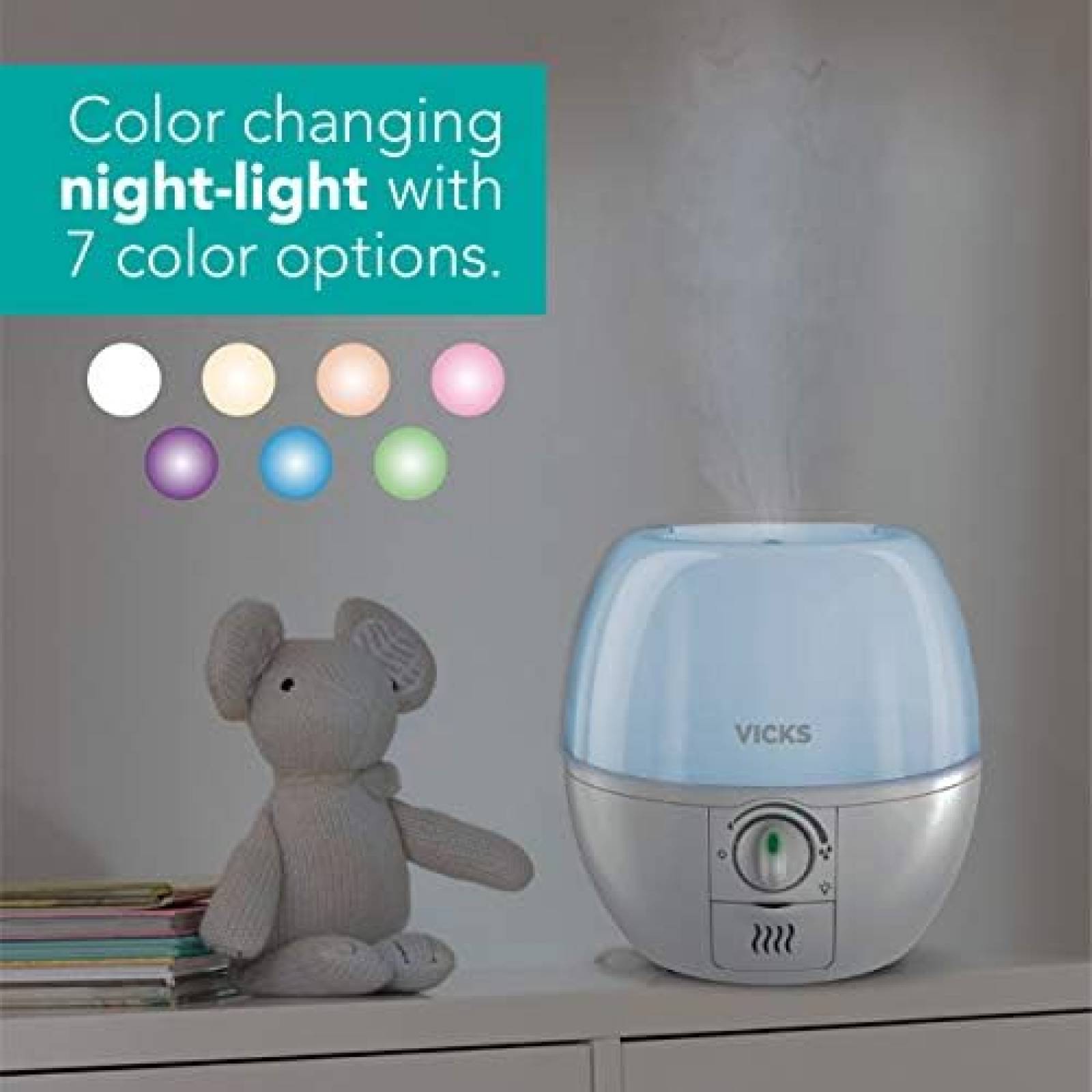 Humidificador Vicks VUL500 Con Difusor Luz Nocturna -Blanco