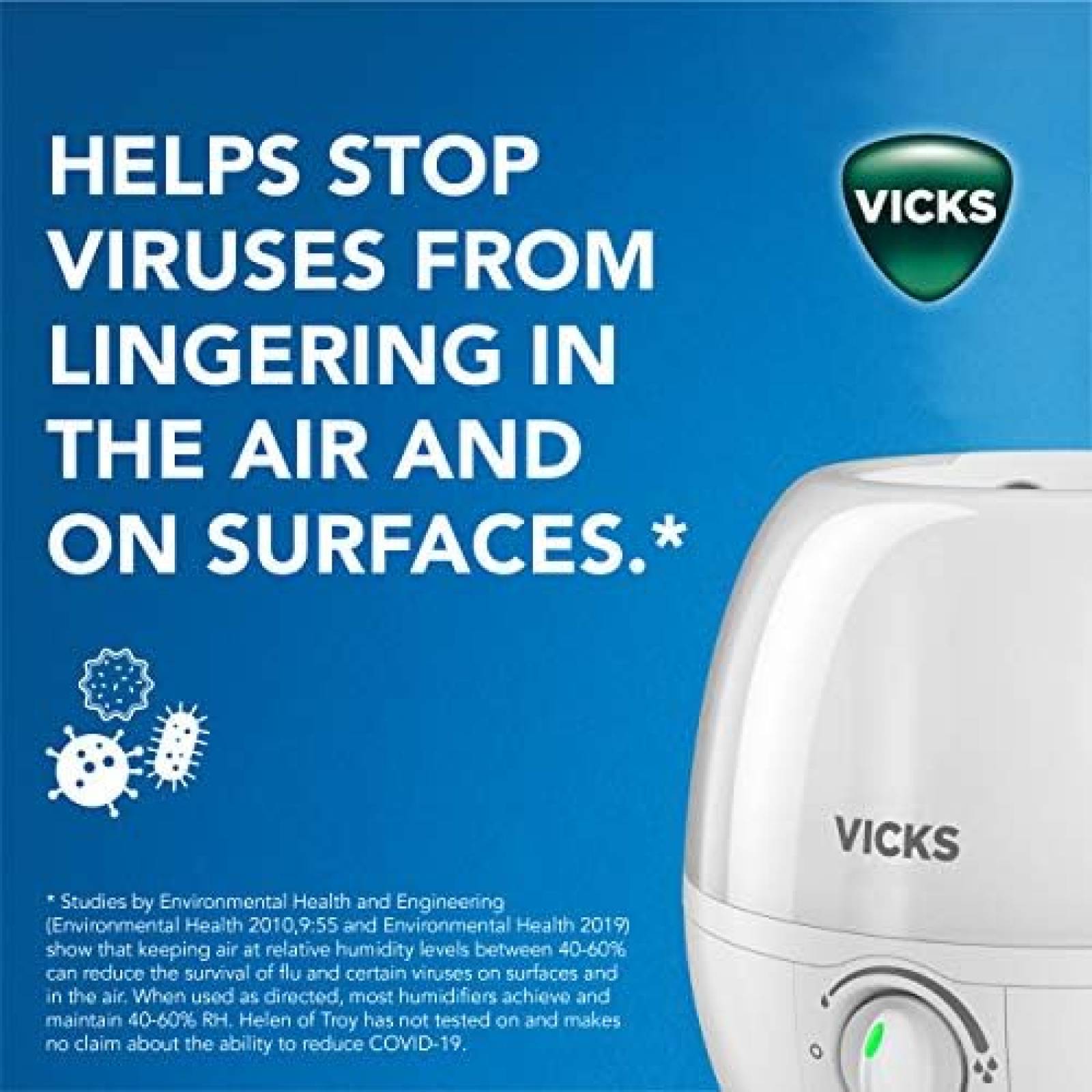 Humidificador Vicks VUL500 Con Difusor Luz Nocturna -Blanco