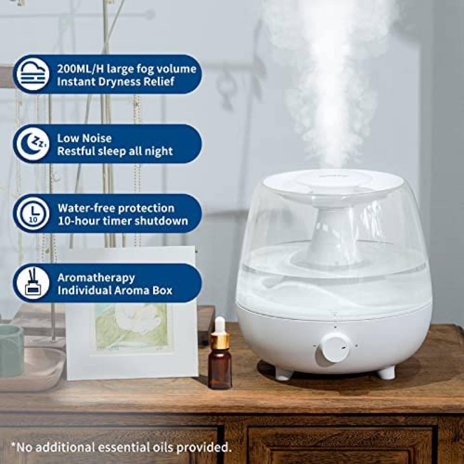 Humidificador HOMETOP Vapor Frio 2.4L Aceite Escencial