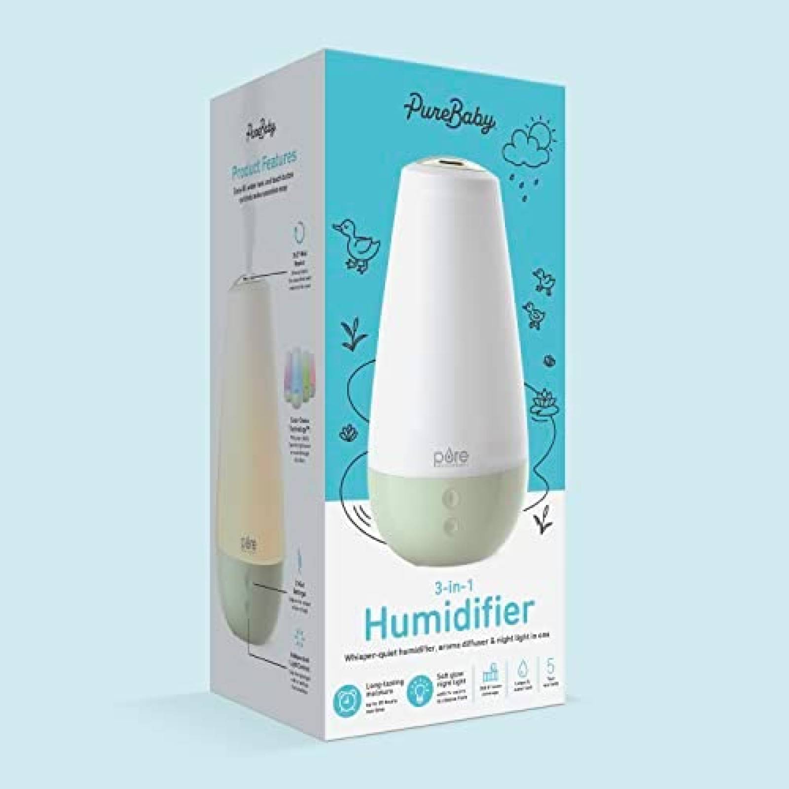 Humidificador Pure Enrichment PESPAXL-WG Capacidad 2L -Verde