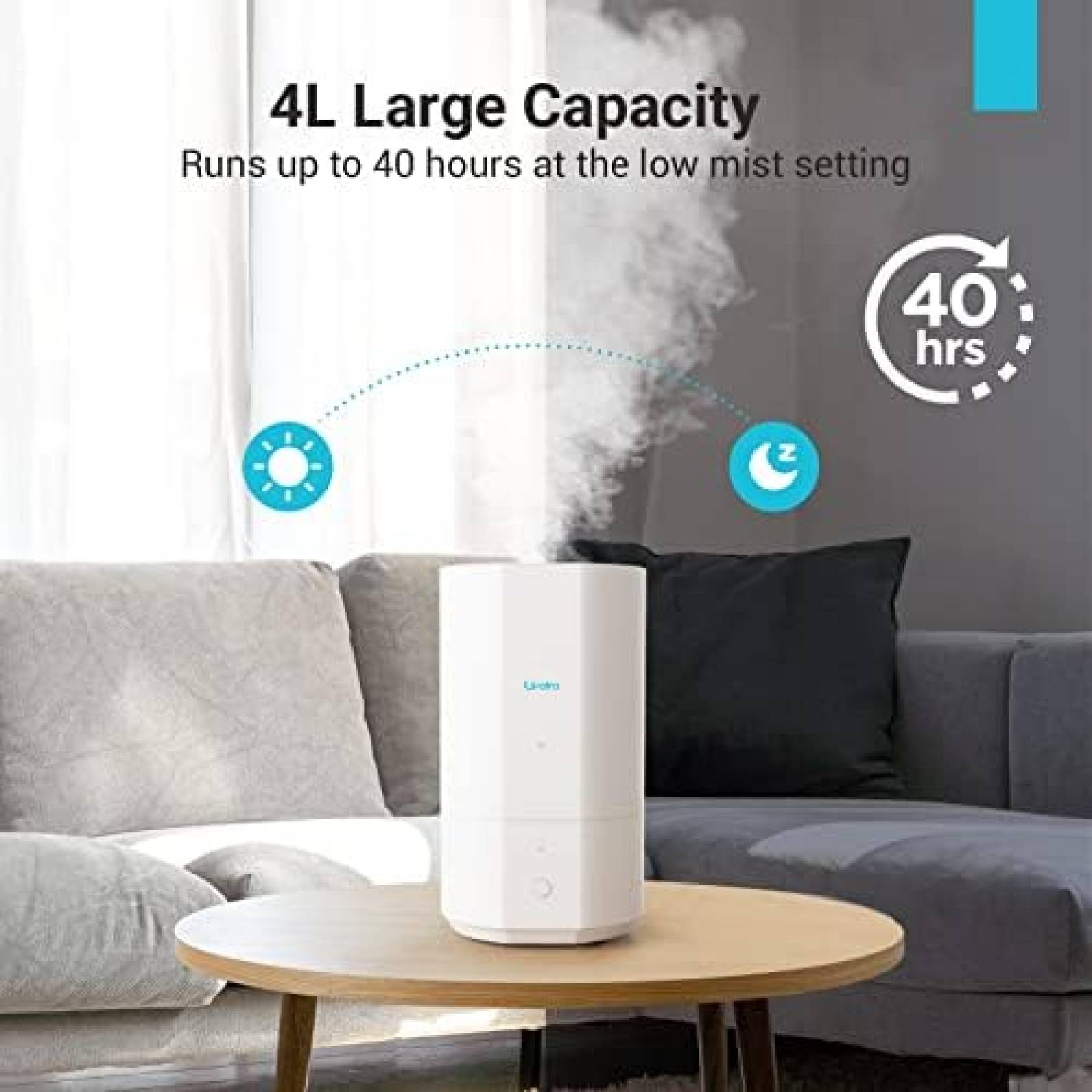 Humidificador Livatro 4 Litros 3 Niveles De Niebla Blanco