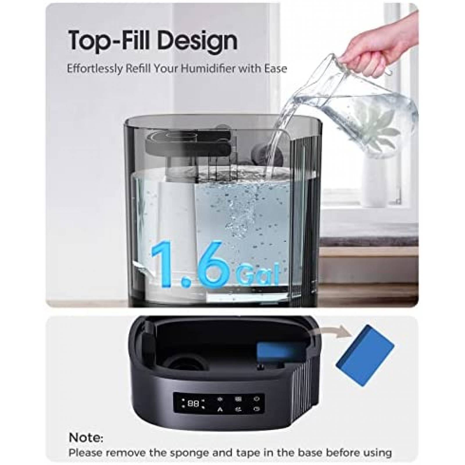 Humidificador TABYIK Silencioso Timer Aceite Escencial Negro