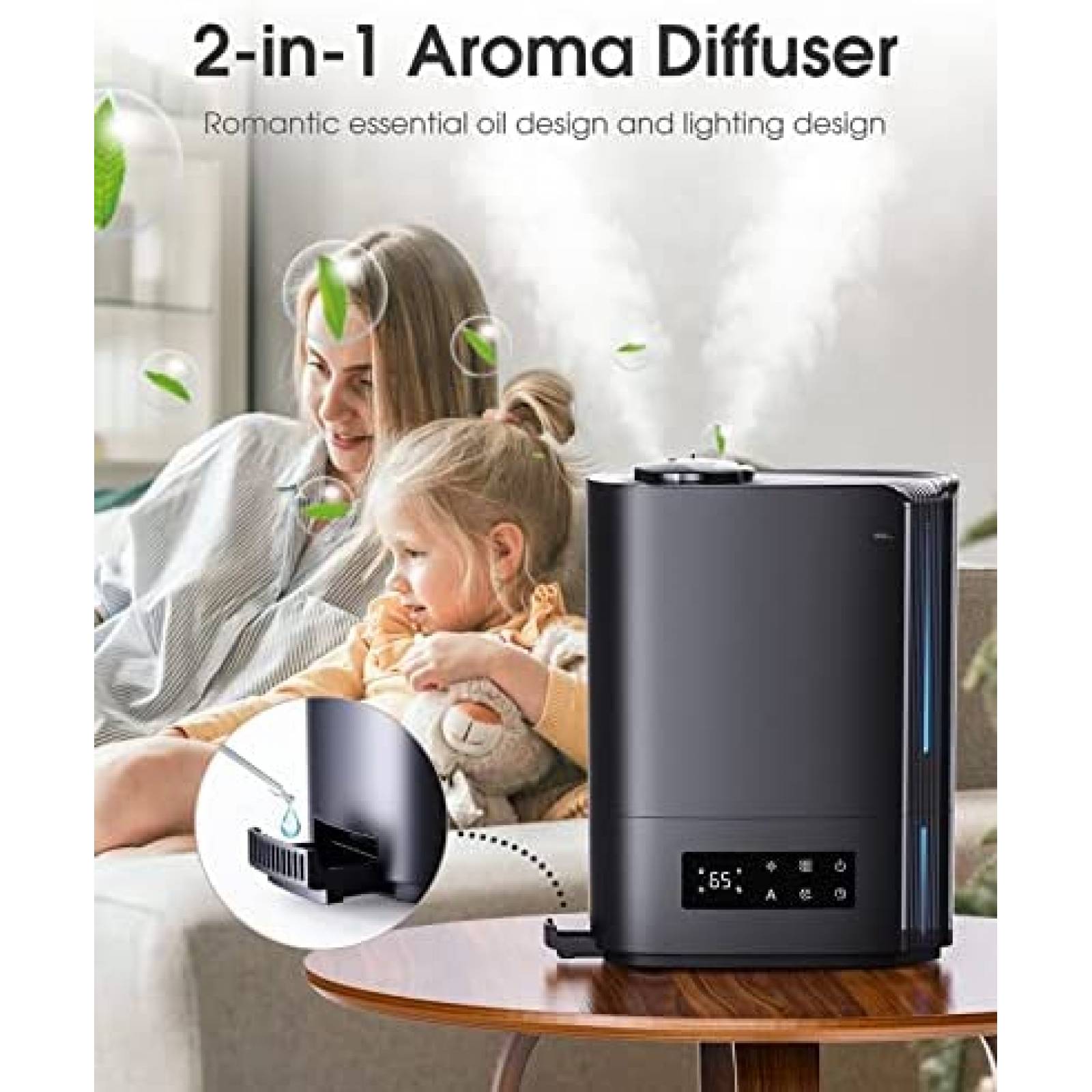 Humidificador TABYIK Silencioso Timer Aceite Escencial Negro