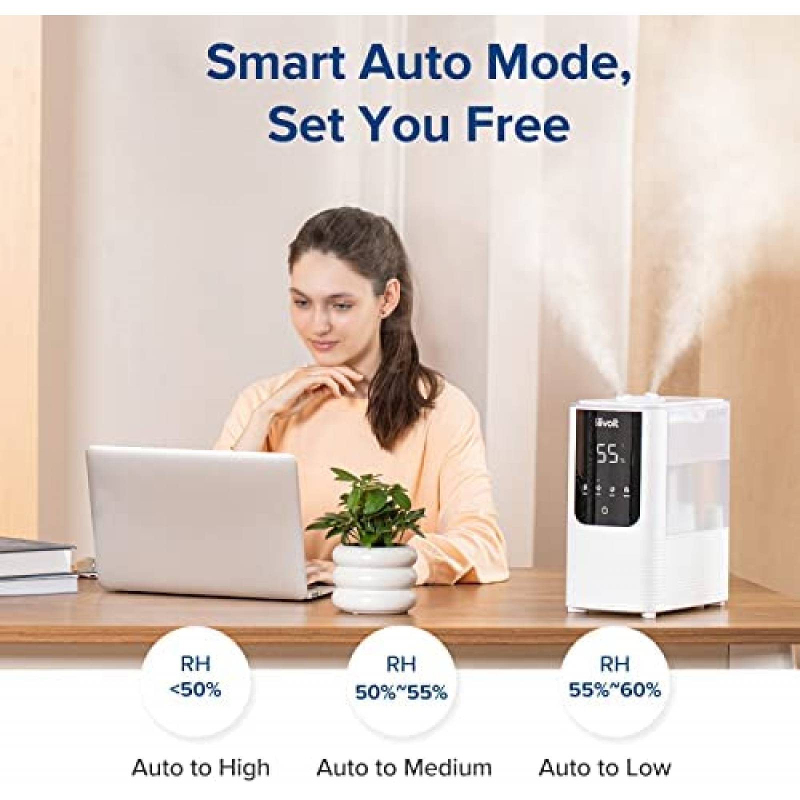 Humidificador LEVOIT 4.5L Smart Wifi 40m2 Difusor Aroma
