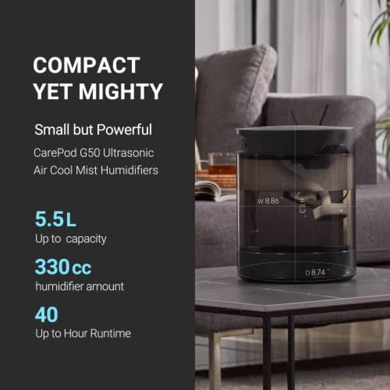 Humidificador Ultrasonico de Niebla Fria CarePod G50 5.5L