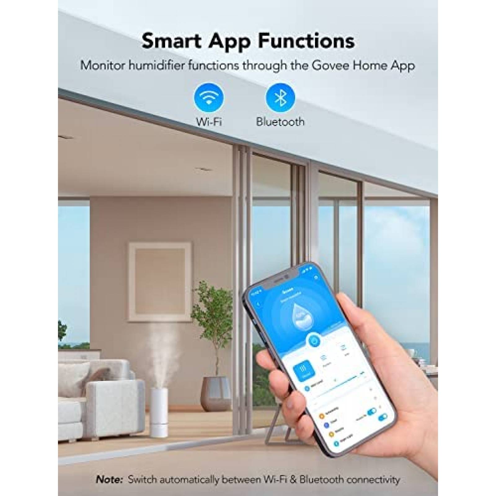 Humidificador Govee 6L 56m2 Wifi App Sensor -Blanco