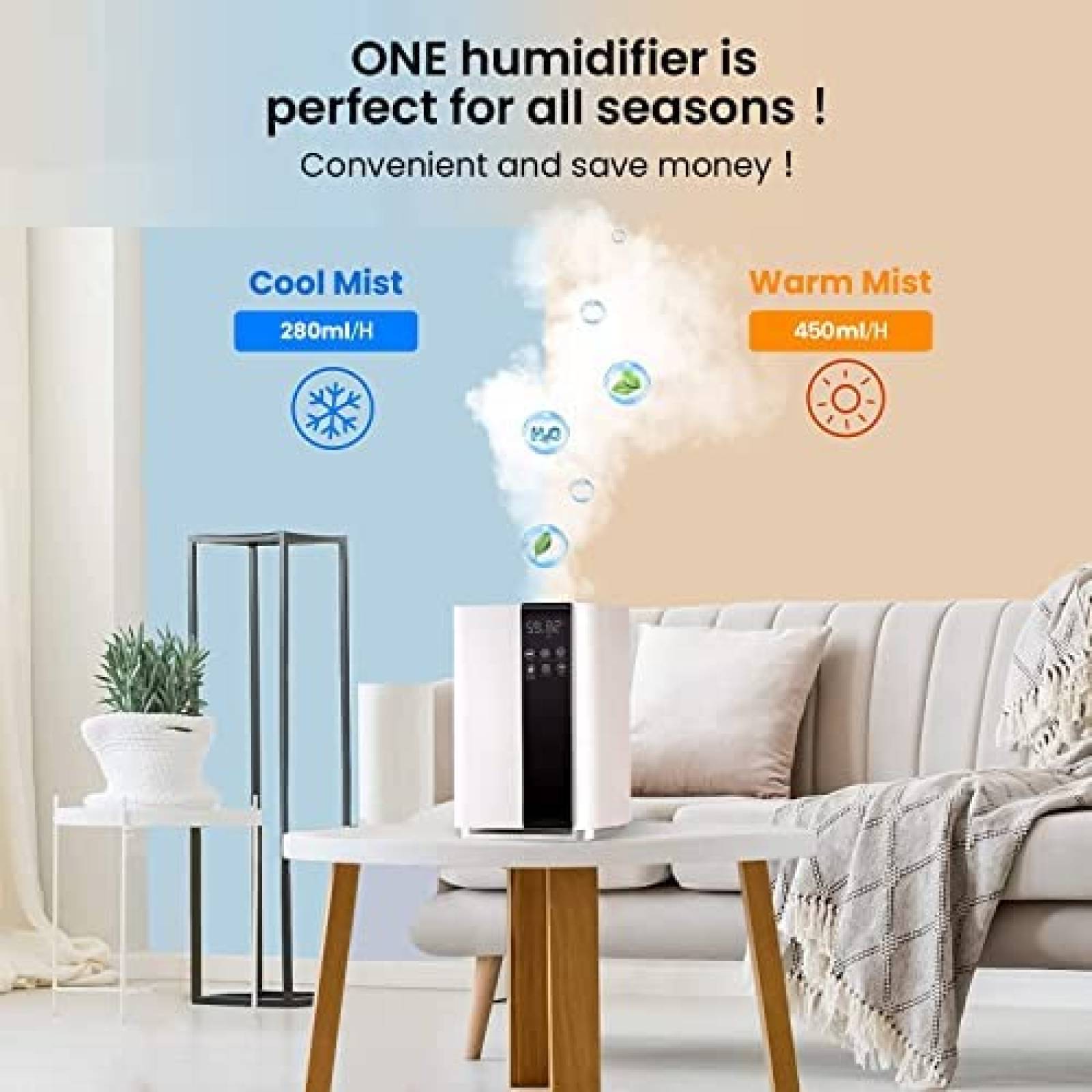 Humidificador let'me Silencioso 5L 3 Velocidades -Blanco