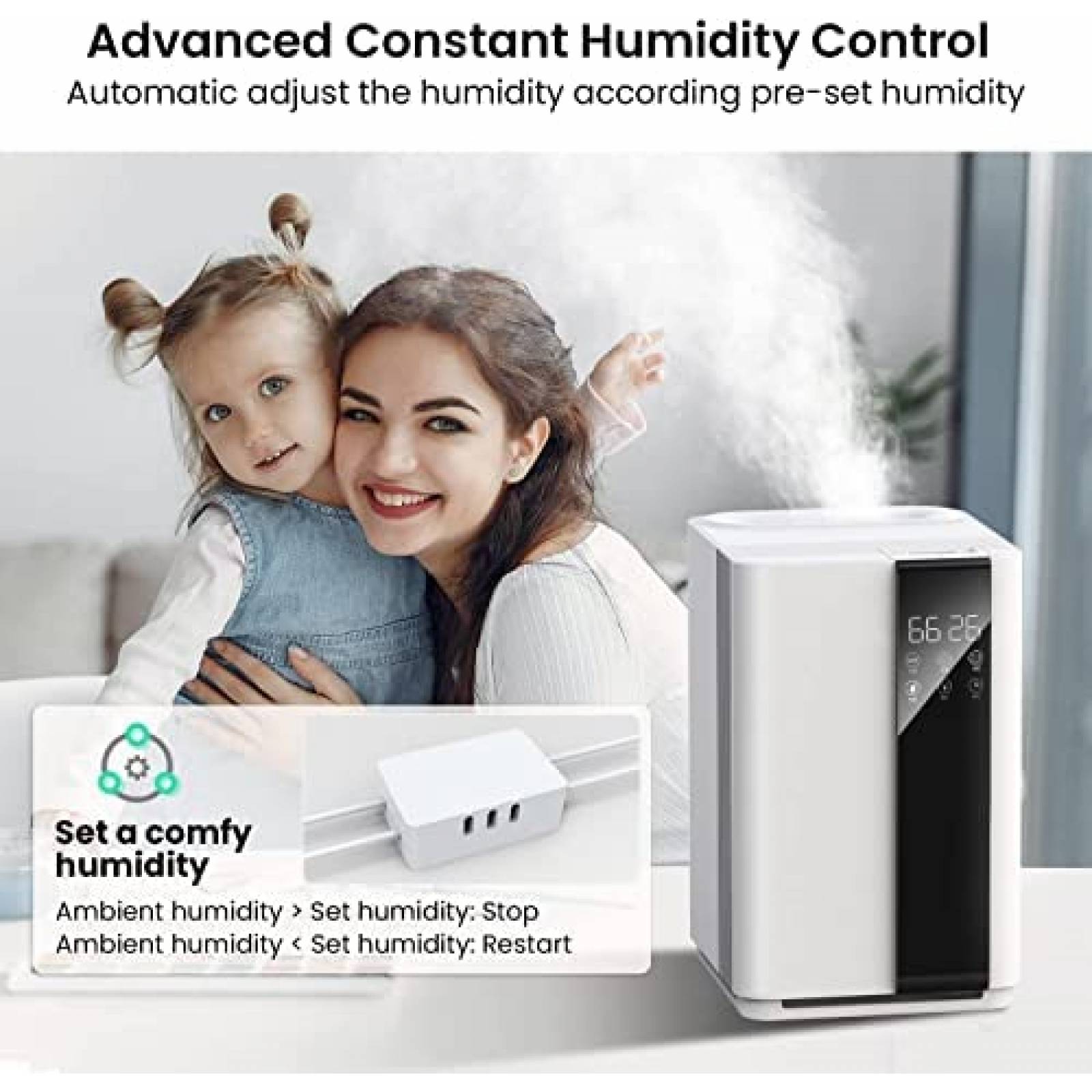 Humidificador let'me Silencioso 5L 3 Velocidades -Blanco