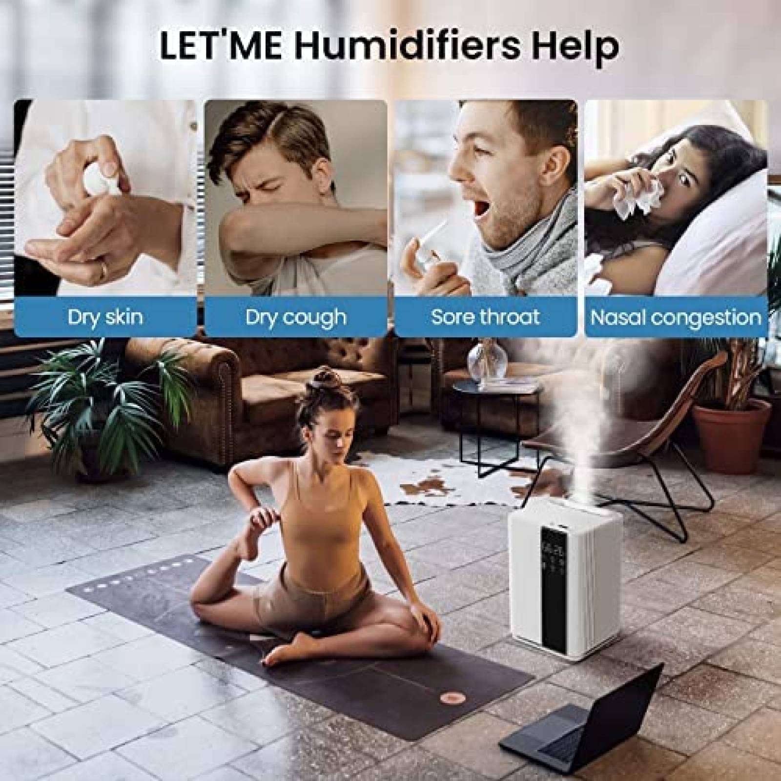 Humidificador let'me Silencioso 5L 3 Velocidades -Blanco