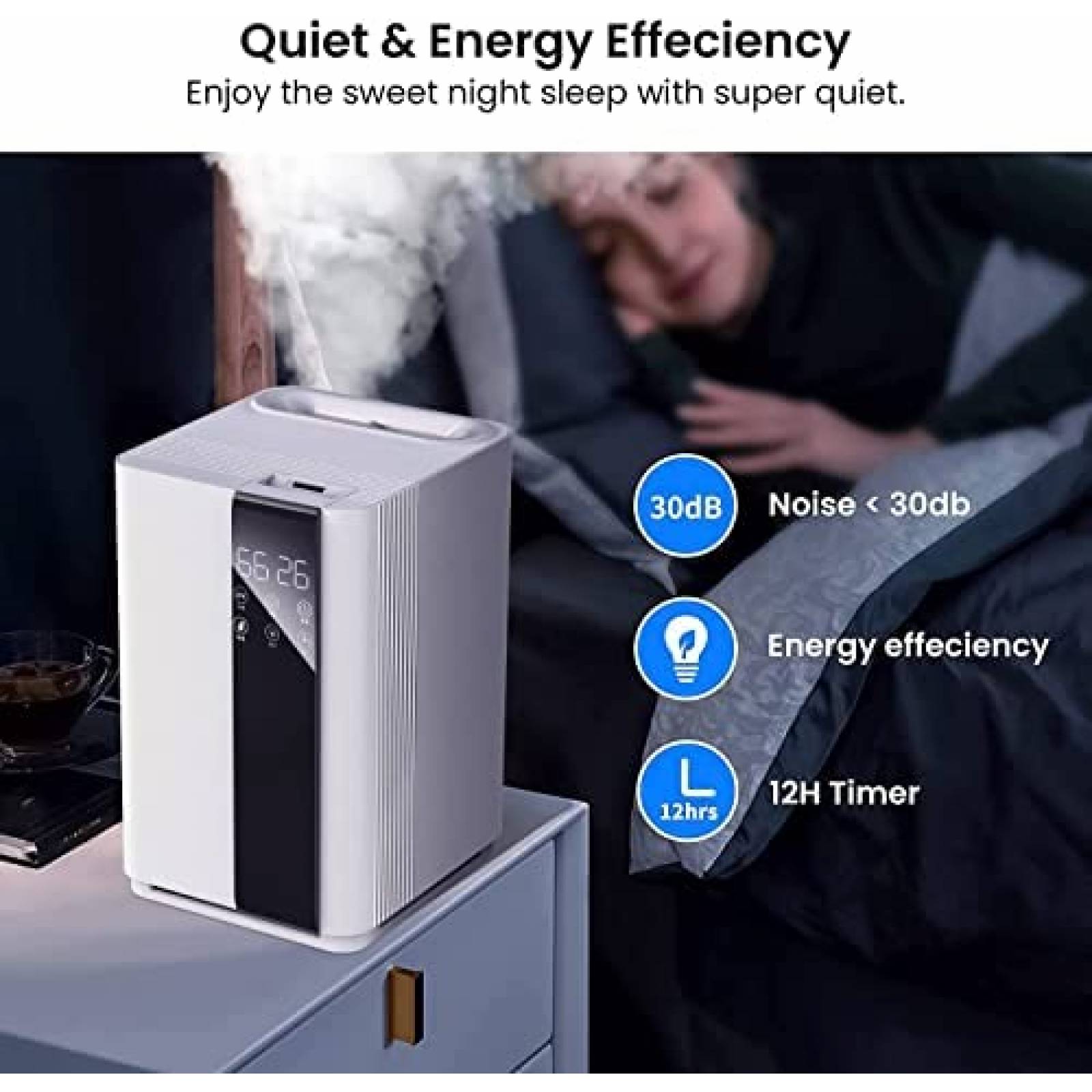 Humidificador let'me Silencioso 5L 3 Velocidades -Blanco