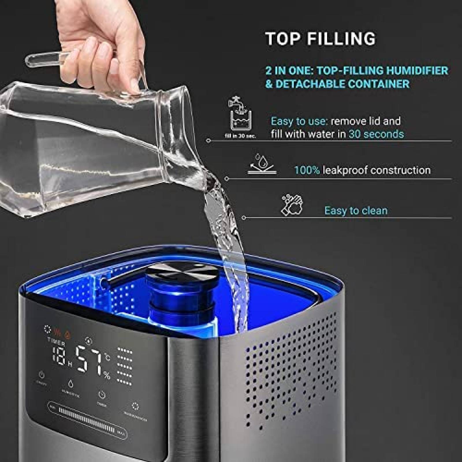 Humidificador de Niebla Fria y Calida Hupro 4L -Negro