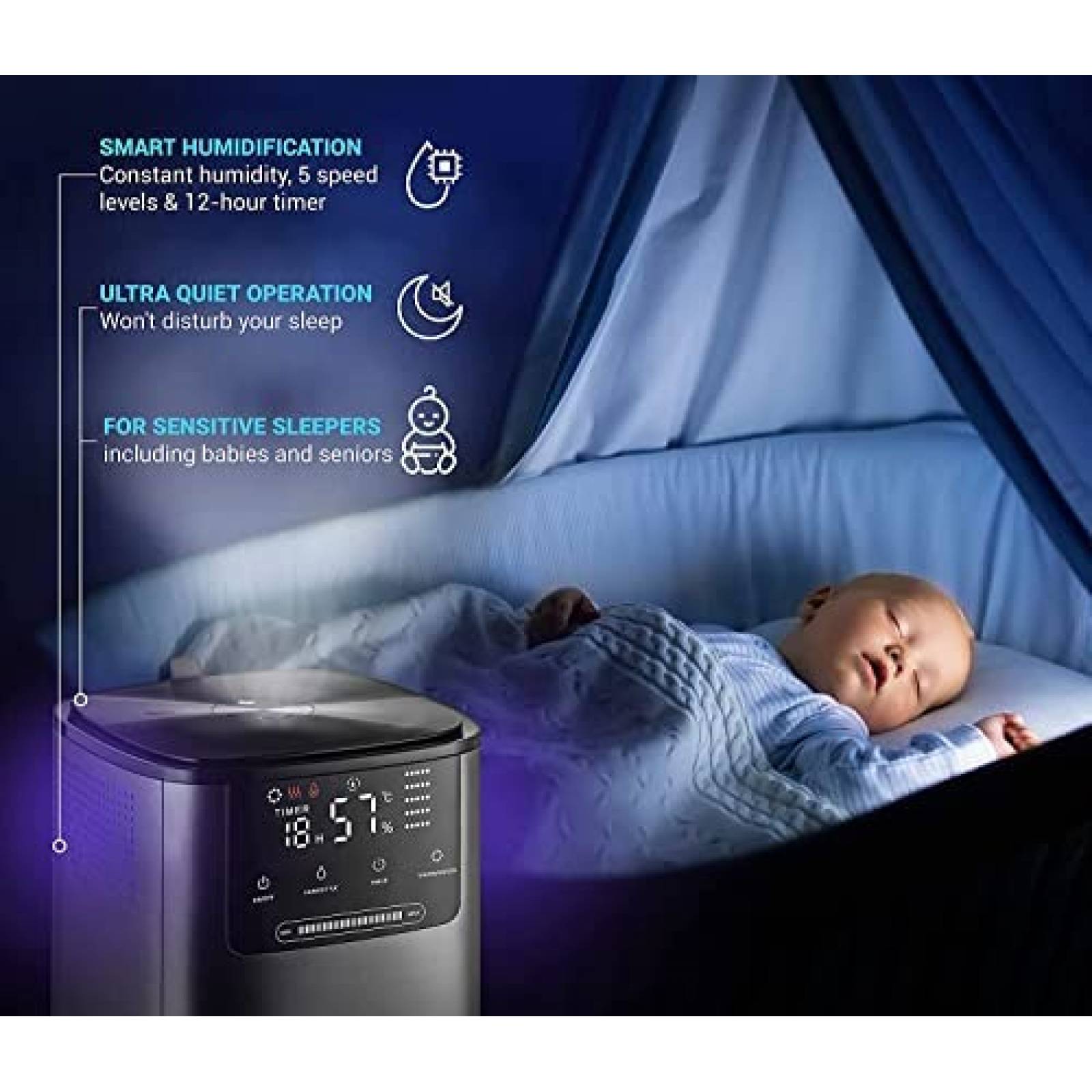 Humidificador de Niebla Fria y Calida Hupro 4L -Negro