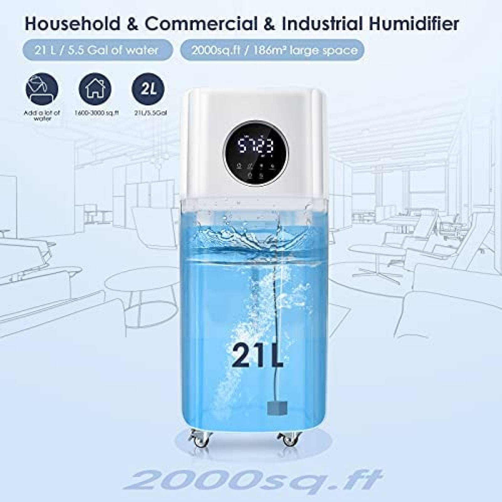 Humidificador Mryitcal 40 horas 5.5gl 2200ft -Blanco