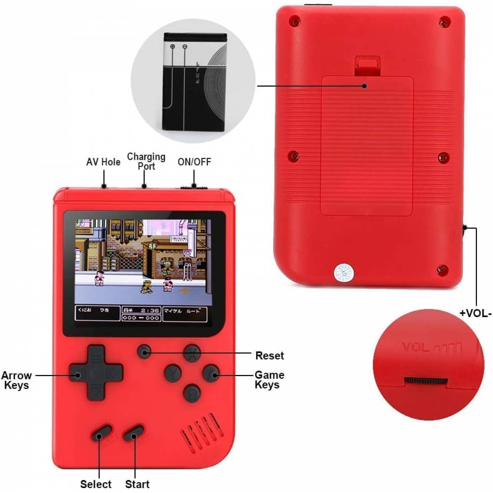 Consola de Videojuegos Retro MarattLan LCD 3.0'' -Rojo