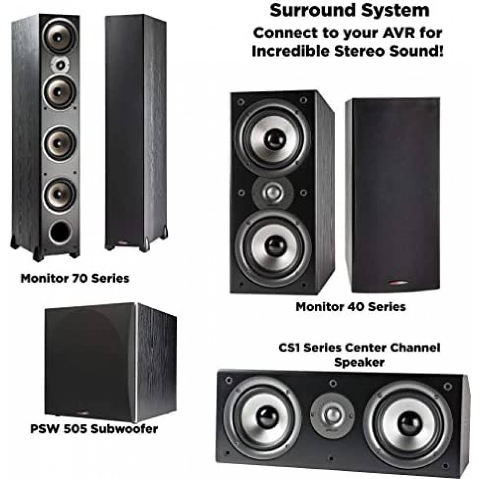Bocina PolK Audio Monitor 40 Series II 125W 2 Woofers -Negro