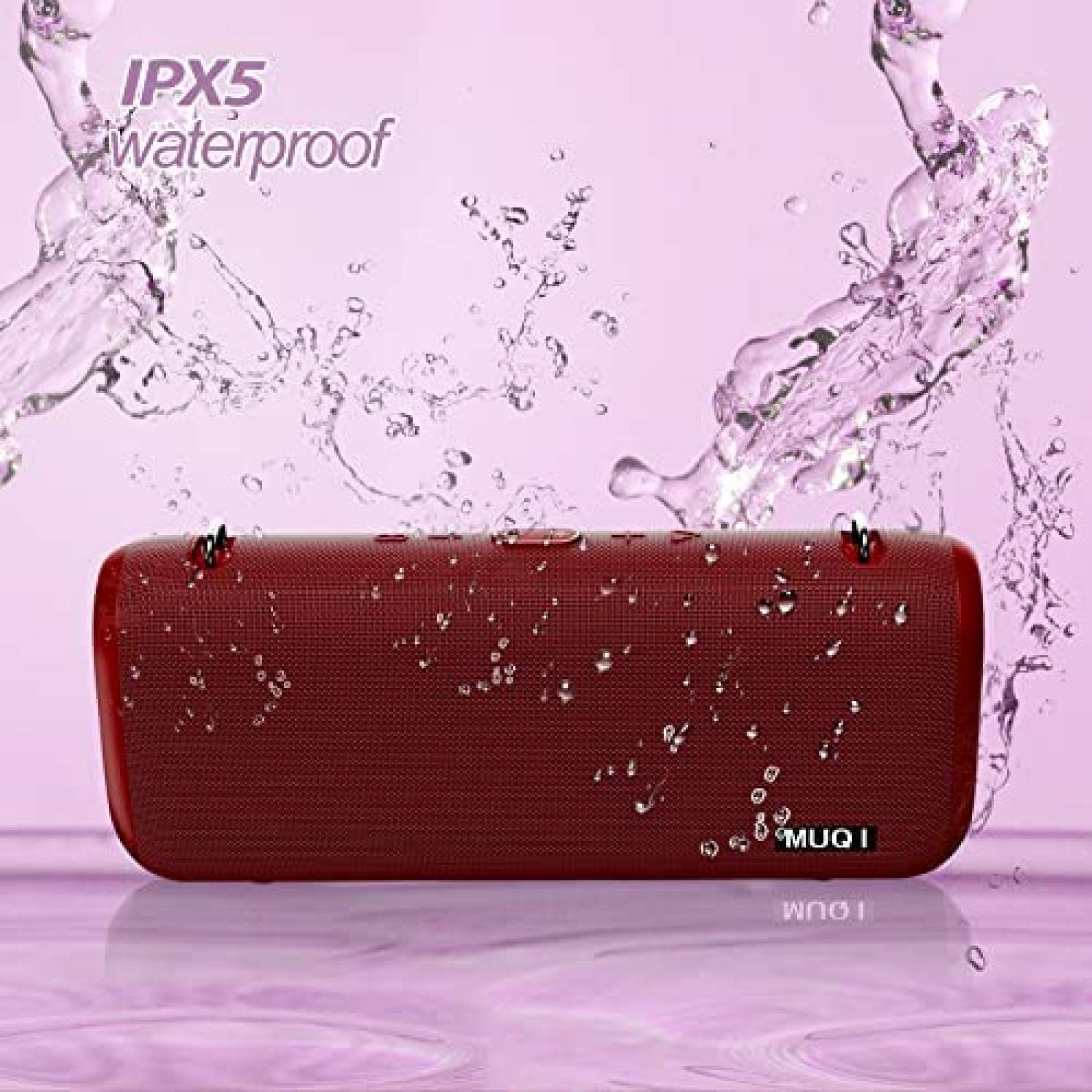 Bocina Portatil Muqj Bluetooth IPX5 70W -Rojo Vino