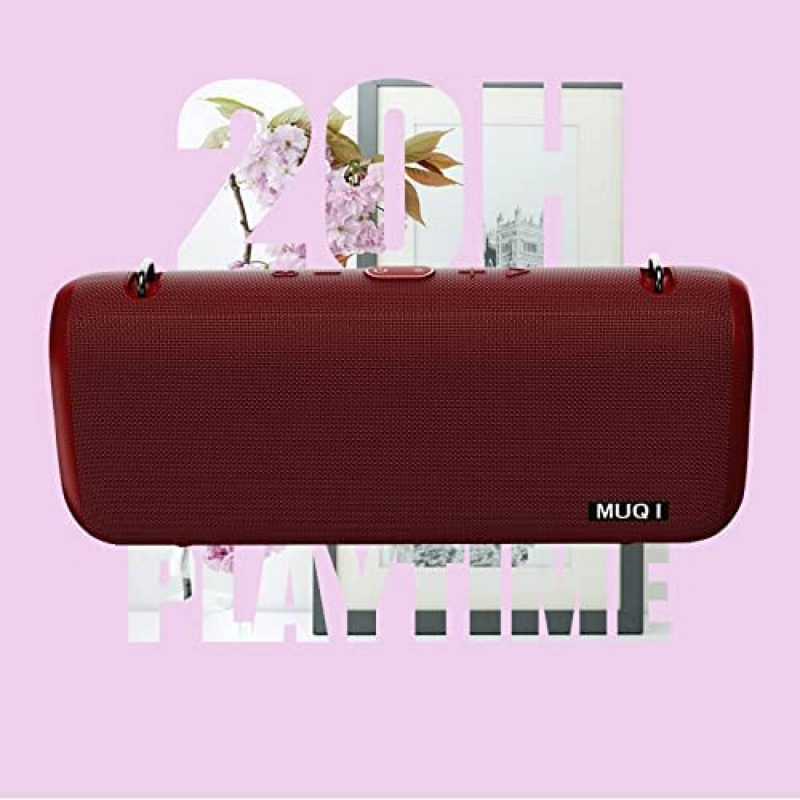 Bocina Portatil Muqj Bluetooth IPX5 70W -Rojo Vino
