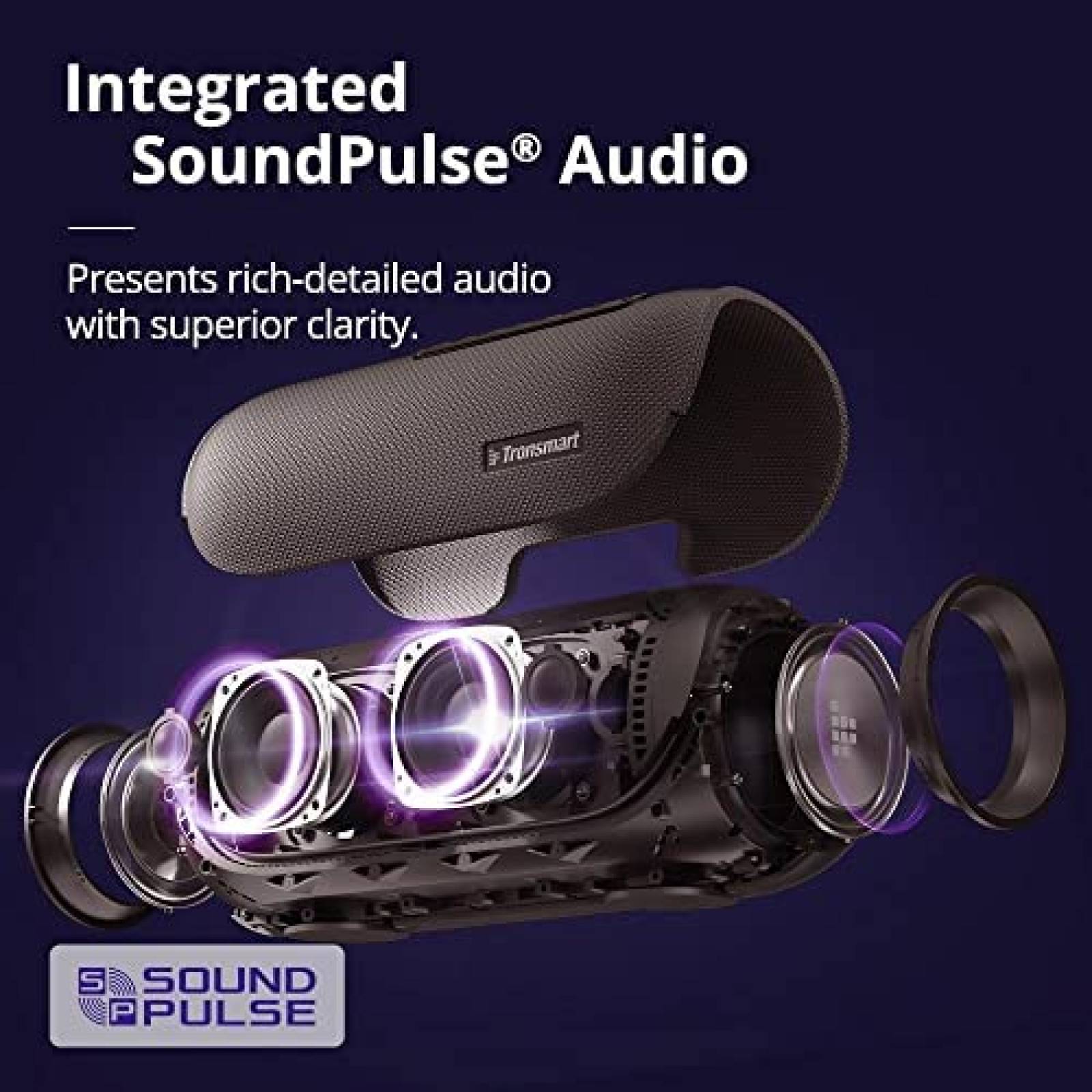 Bocina Portatil Tronsmart LED 60W Bluetooth IPX6 -Negro