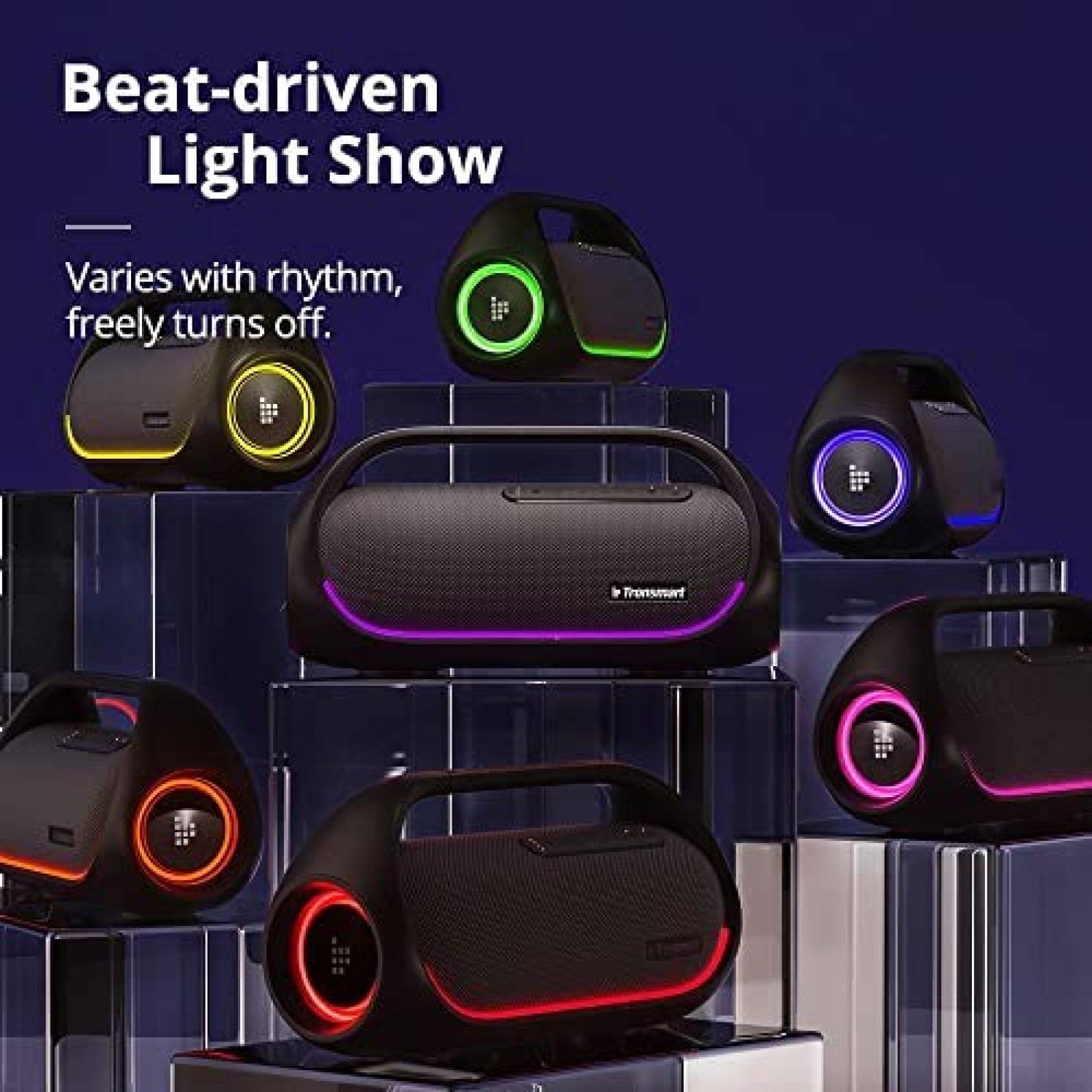 Bocina Portatil Tronsmart LED 60W Bluetooth IPX6 -Negro