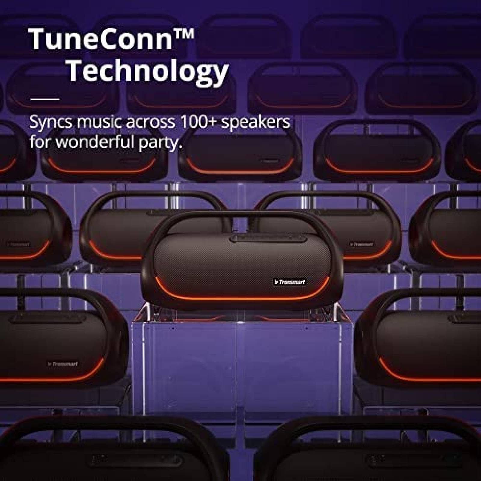 Bocina Portatil Tronsmart LED 60W Bluetooth IPX6 -Negro