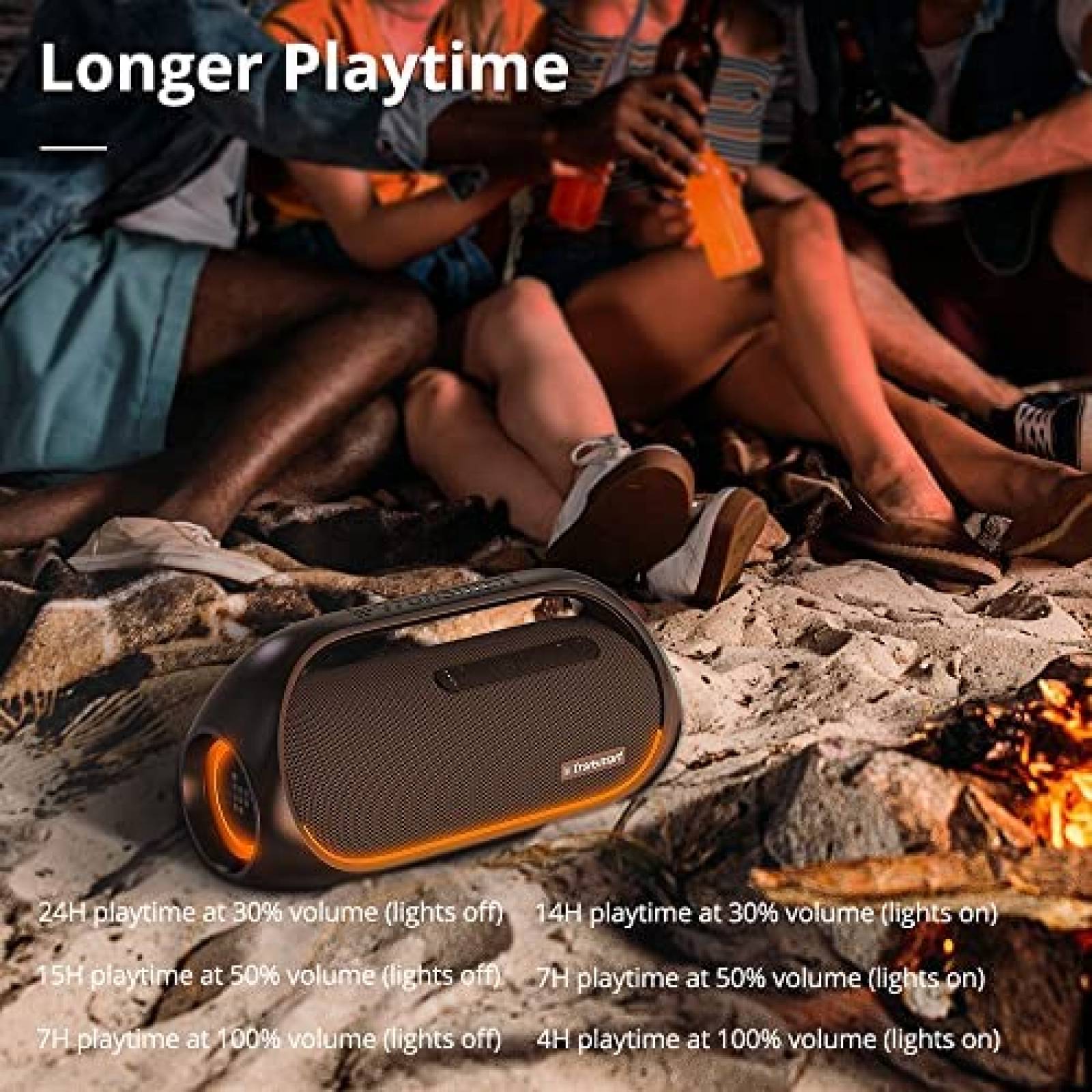 Bocina Portatil Tronsmart LED 60W Bluetooth IPX6 -Negro