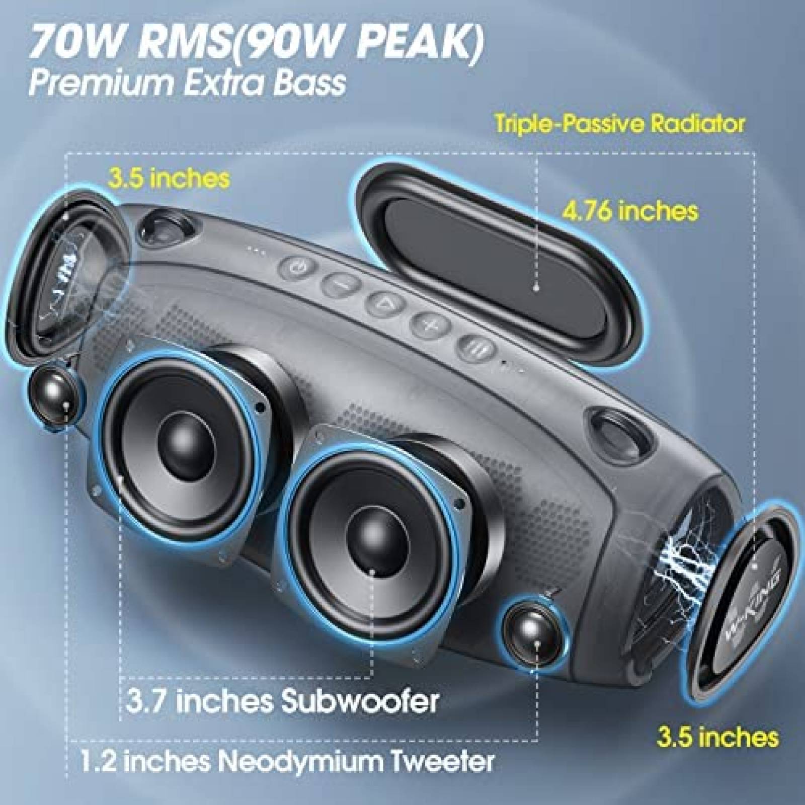 Bocina Bluetooth W-KING Resistente al Agua IPX6 -Negro