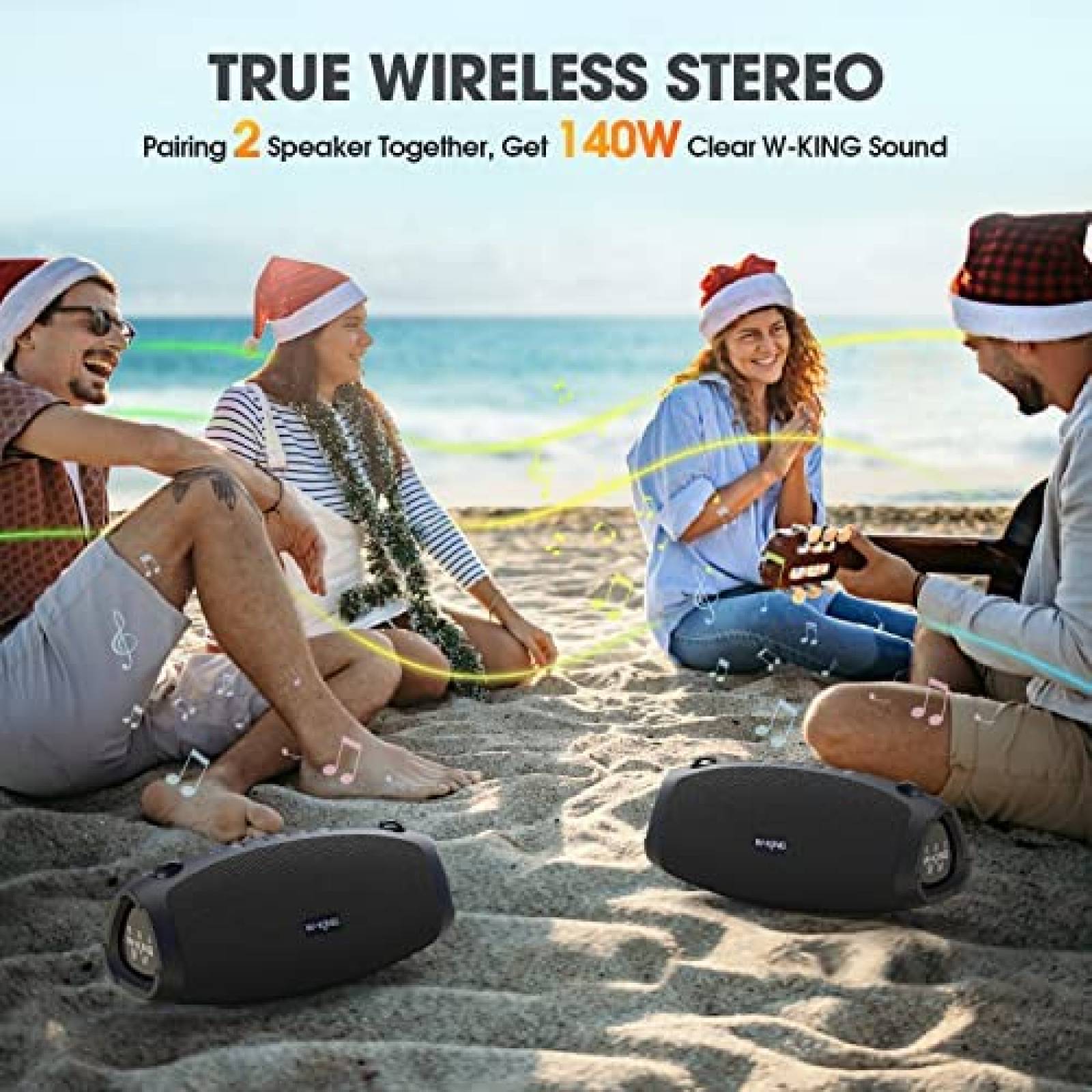 Bocina Bluetooth W-KING Resistente al Agua IPX6 -Negro