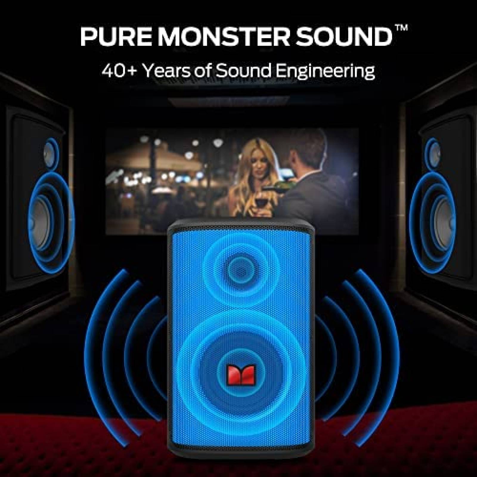 Bocina Bluetooth Monster Sparkle 80w Aux Usb 24H -Negro