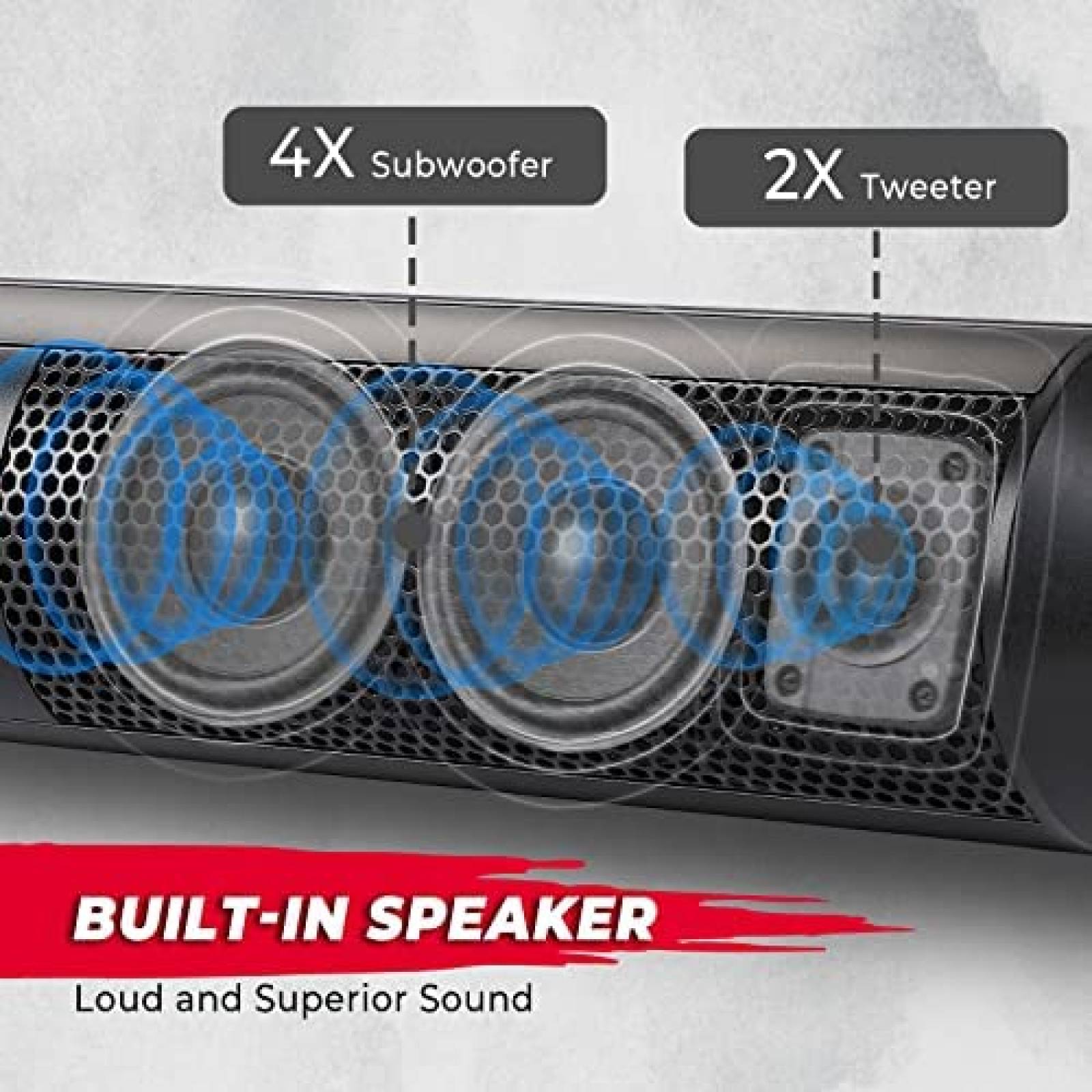 Barra de Sonido KEMIMOTO UTV SxS 28'' Rzr Bluetooth -Negro