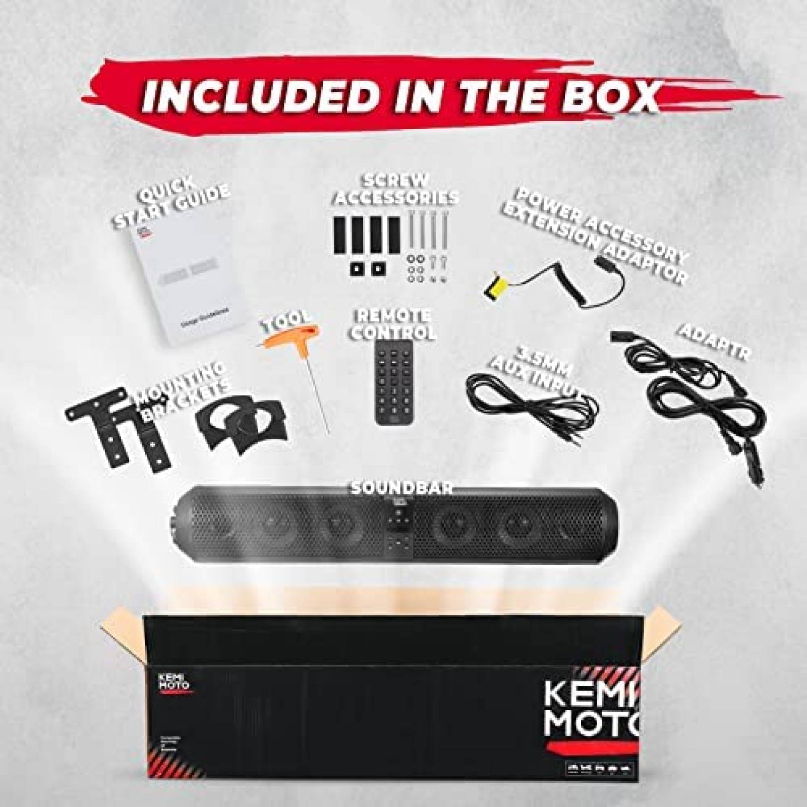 Barra de Sonido KEMIMOTO UTV SxS 28'' Rzr Bluetooth -Negro