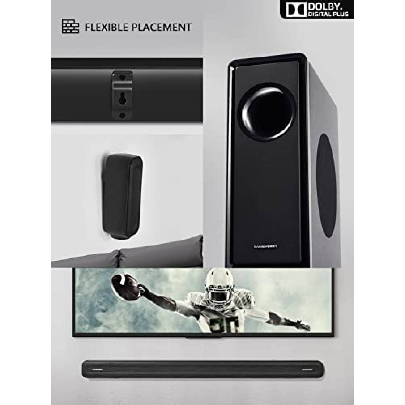 Sistema de Sonido RAINEVERRY 5.1 con Subwoofer Inalambrico